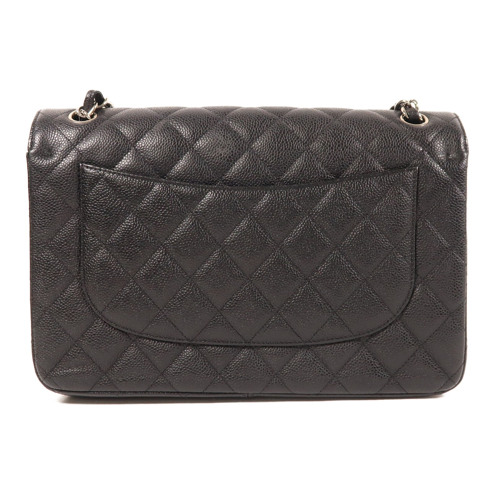 CHANEL 牛皮皮革Large Classic銀扣鏈帶肩背袋