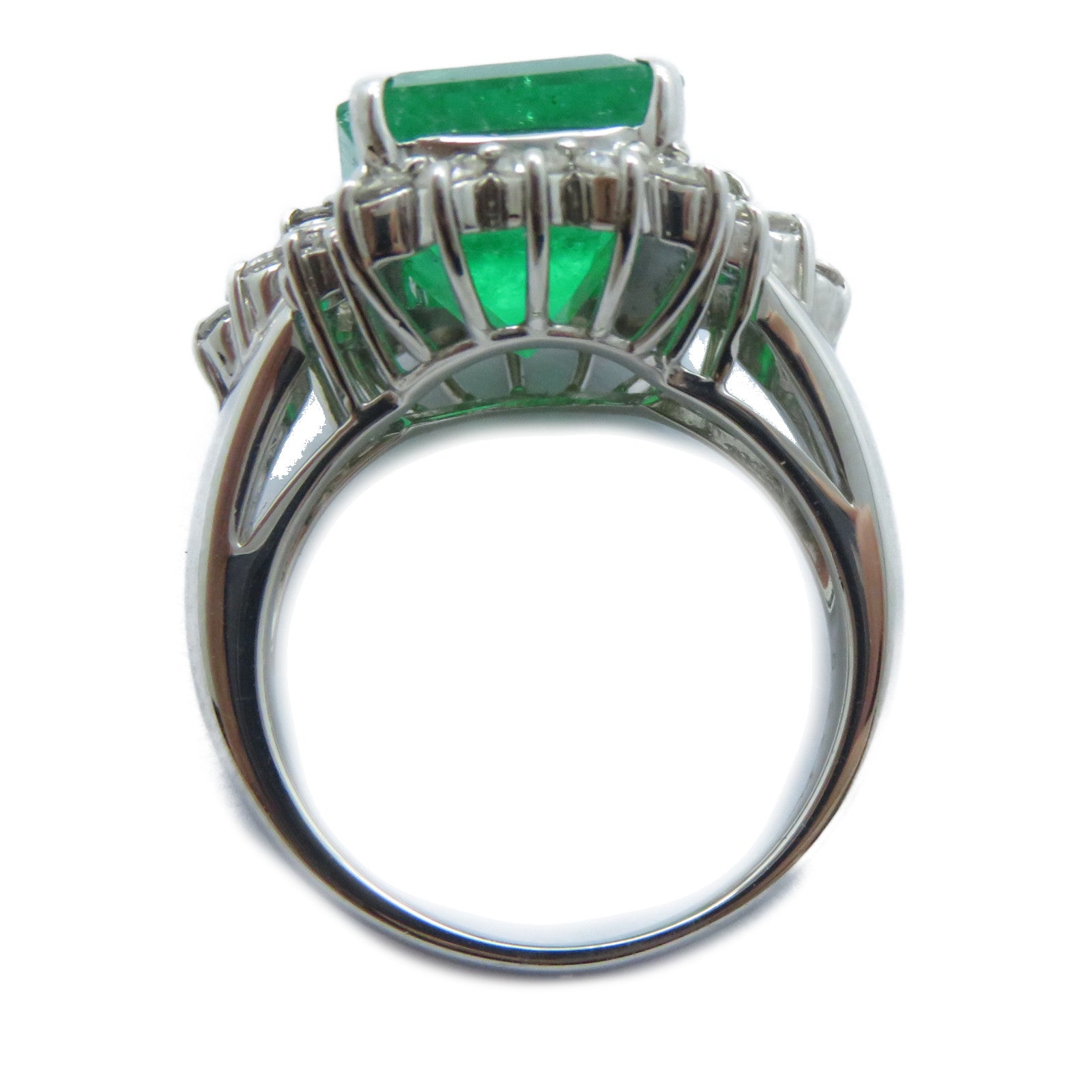 JEWELRY 【激減優惠】PT900鉑金Emerald Diamond Ring 6.22ct綠寶石/1.19ct鑽石戒指US#6.5