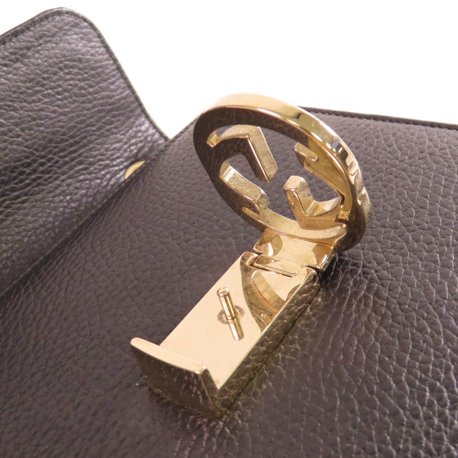 GUCCI 【激減優惠】牛皮皮革Interlocking GG Chain Shoulder Bag金扣鏈帶肩背袋黑色