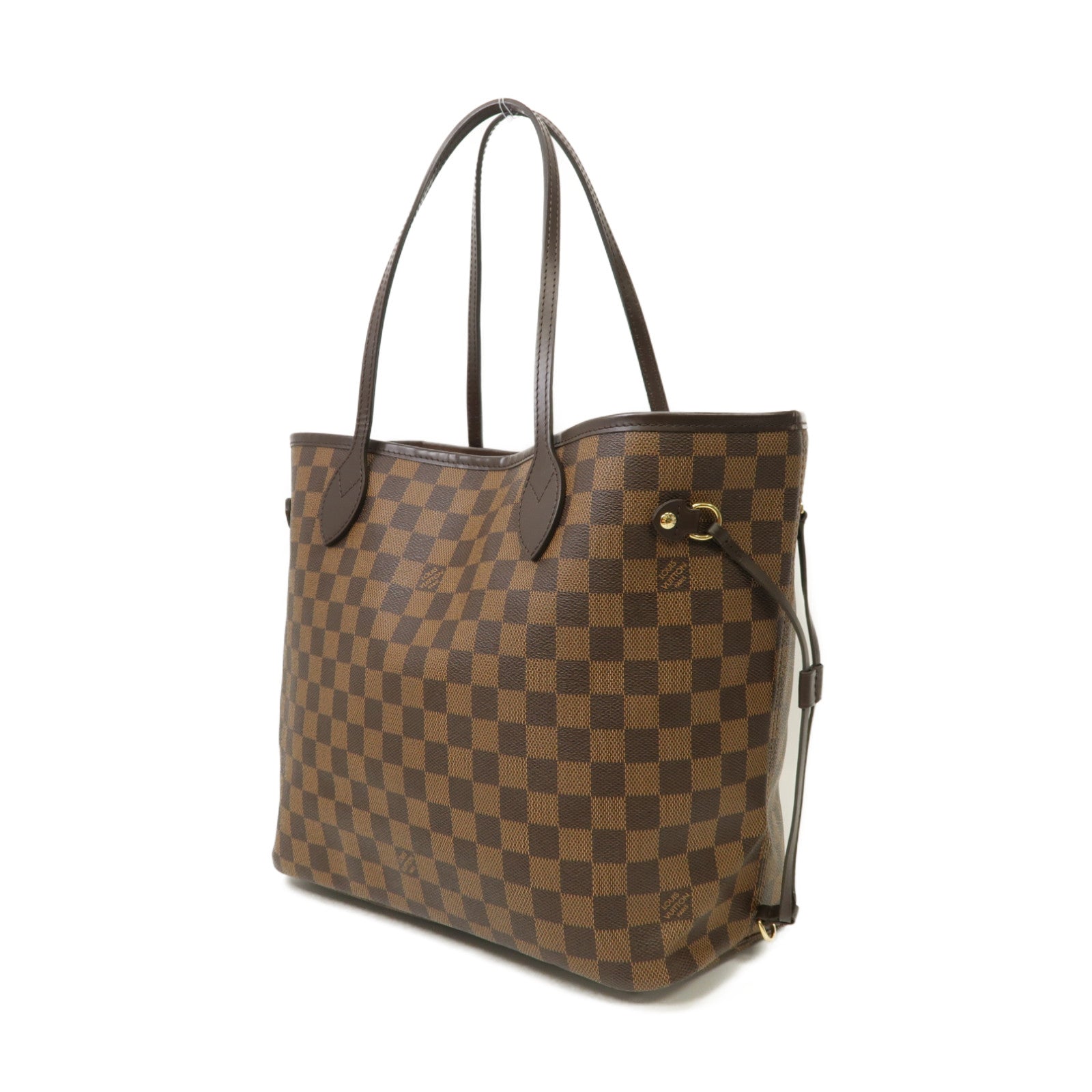 LOUIS VUITTON Damier Neverfull MM金扣手挽袋啡色