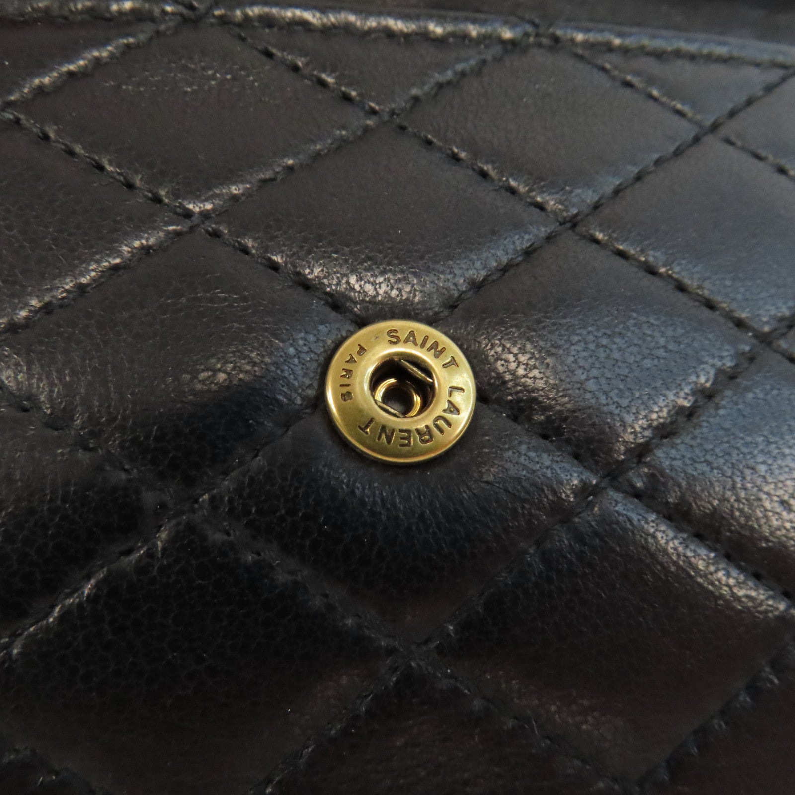 SAINT LAURENT 菱格牛皮皮革Card Case金扣卡片套黑色