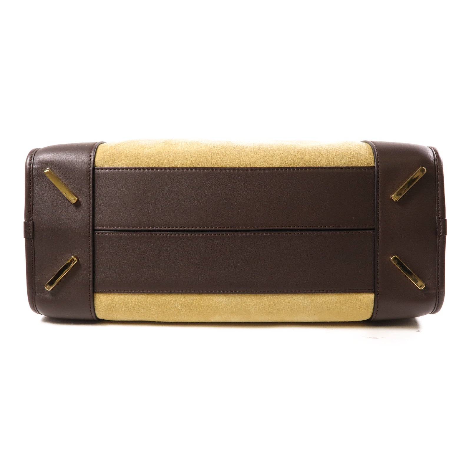 LOEWE 麂皮皮革/牛皮皮革Amazona金扣手挽肩背兩用袋棕色