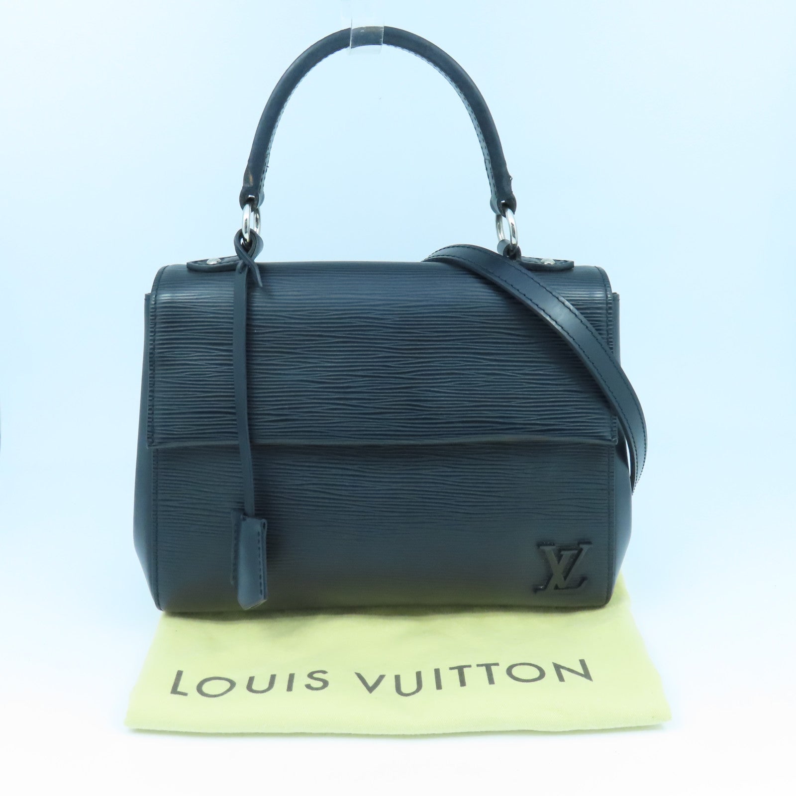 LOUIS VUITTON Epi Cluny BB银扣手挽肩背两用袋黑色