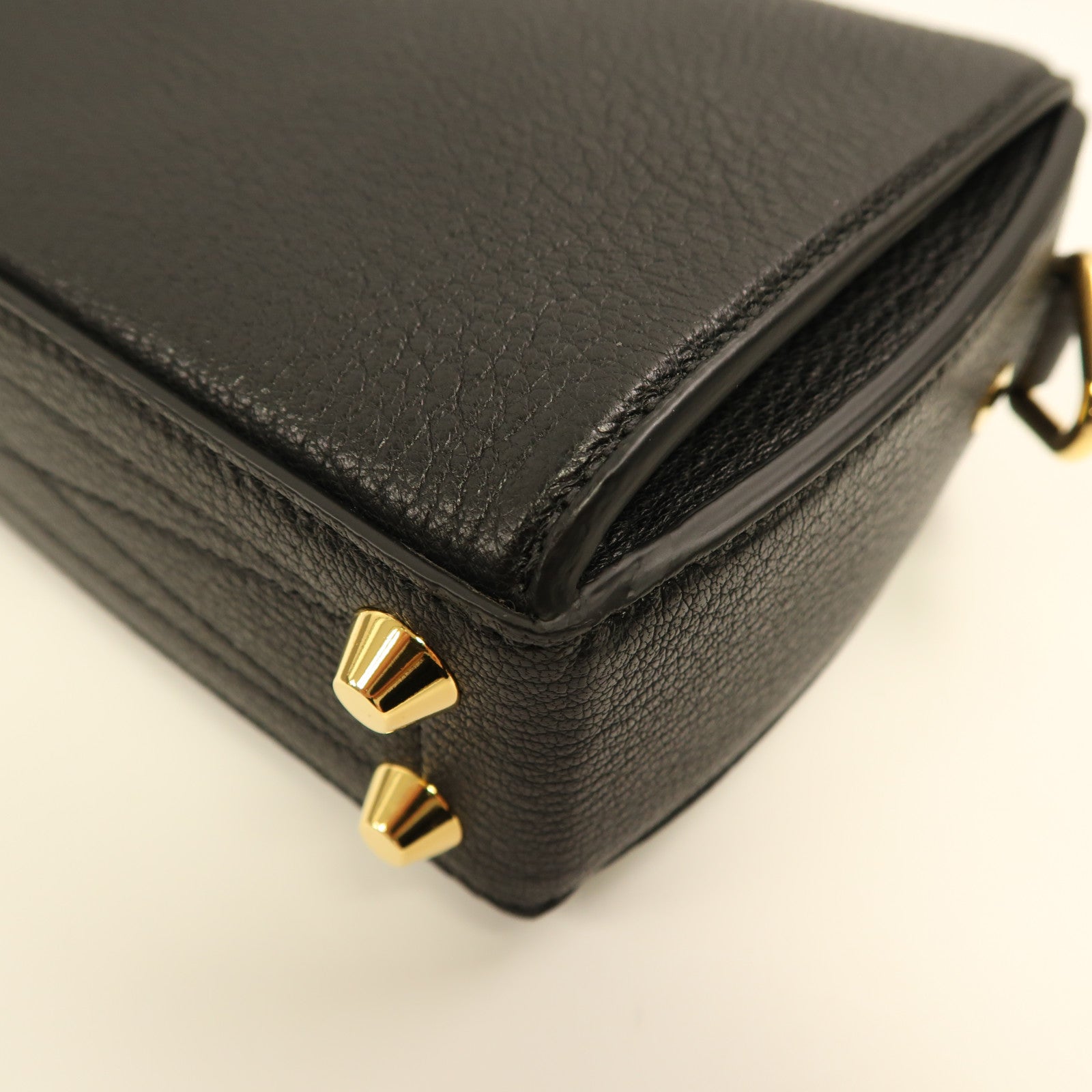 SELECTION 牛皮皮革Shoulder Bag金扣肩背袋黑色