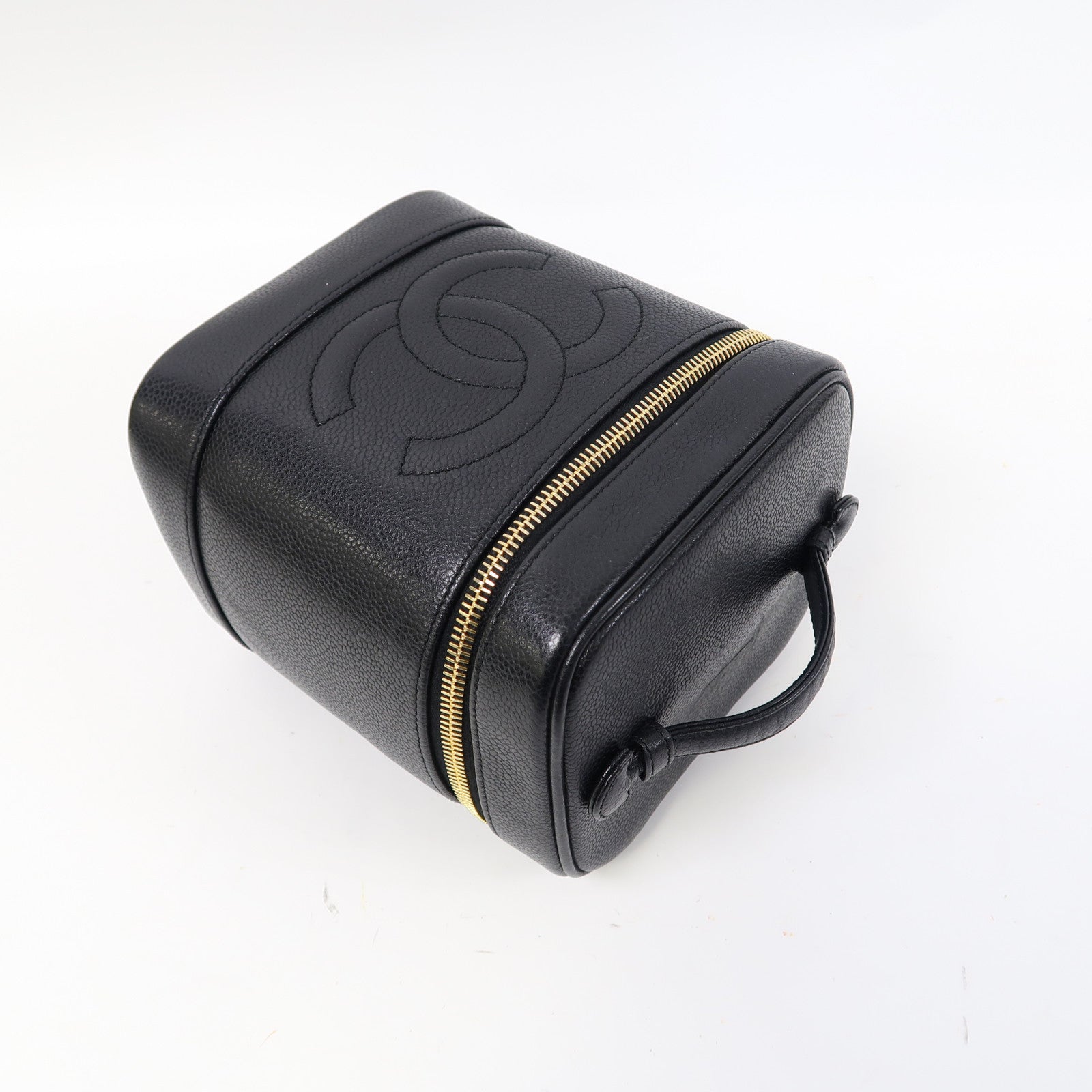 CHANEL 【激減優惠】Caviar皮革Vanity Bag金扣手挽袋黑色