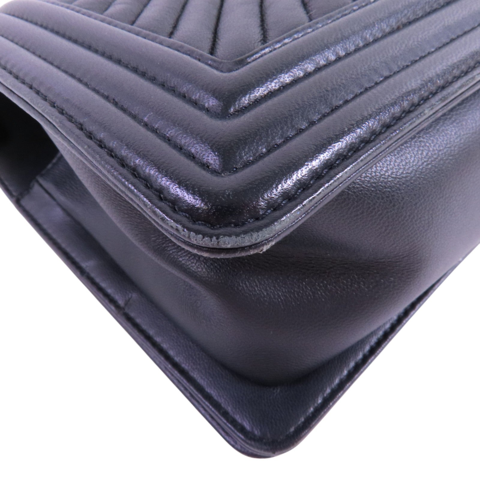 CHANEL 【激減優惠】羊皮皮革Boy 25銀扣鏈帶肩背袋