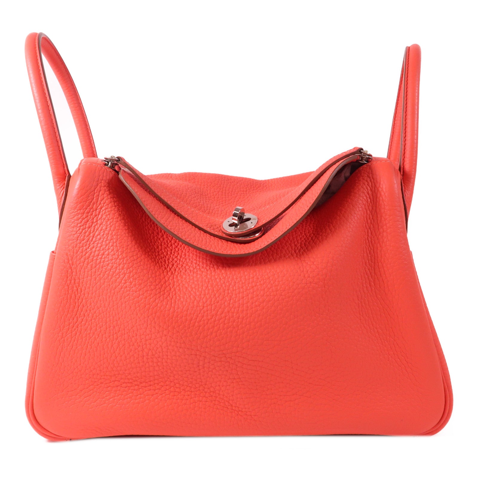 HERMES Clemence皮革Lindy 30銀扣手挽肩背兩用袋Capucine