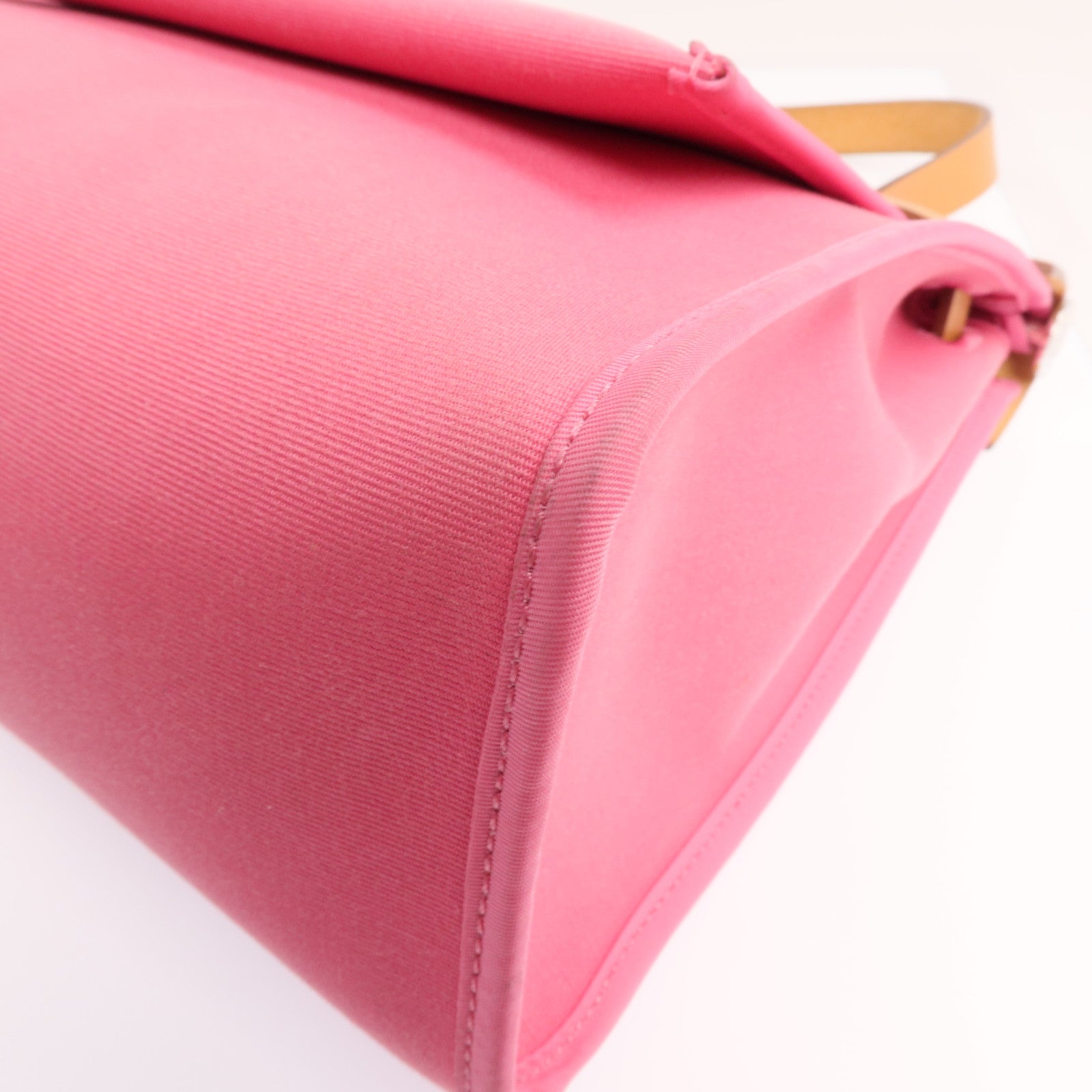HERMES 帆布Herbag PM銀扣手挽肩背兩用袋Bois de Rose