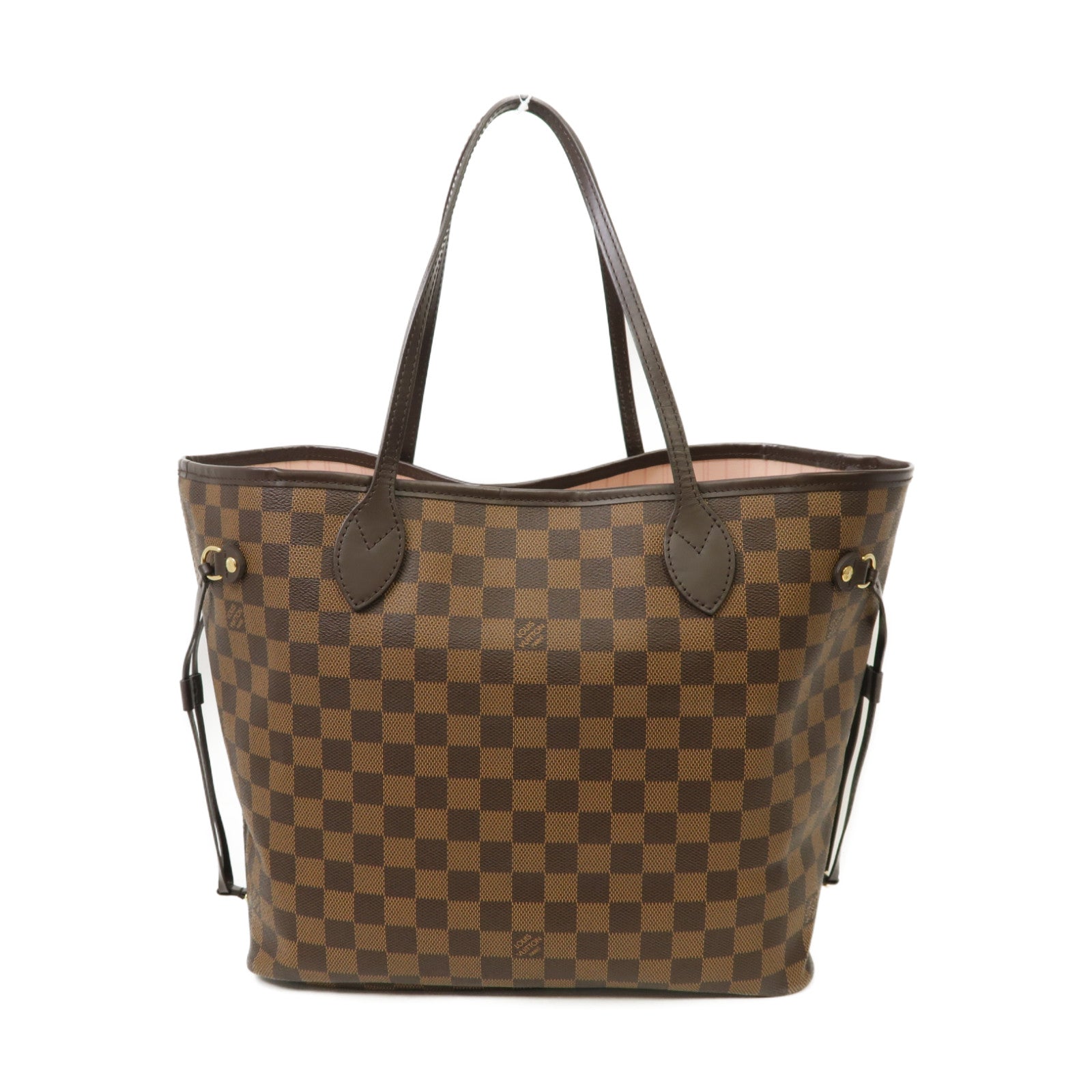 LOUIS VUITTON Damier Neverfull MM金扣手挽袋啡色