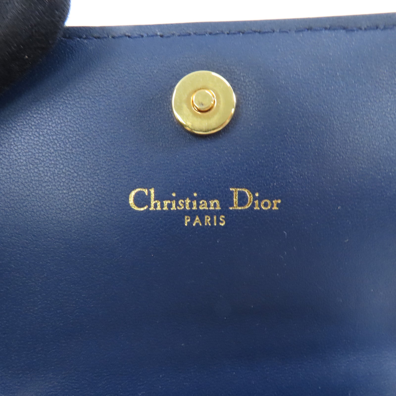 Dior 羊皮皮革Card Case金扣卡片套藍色
