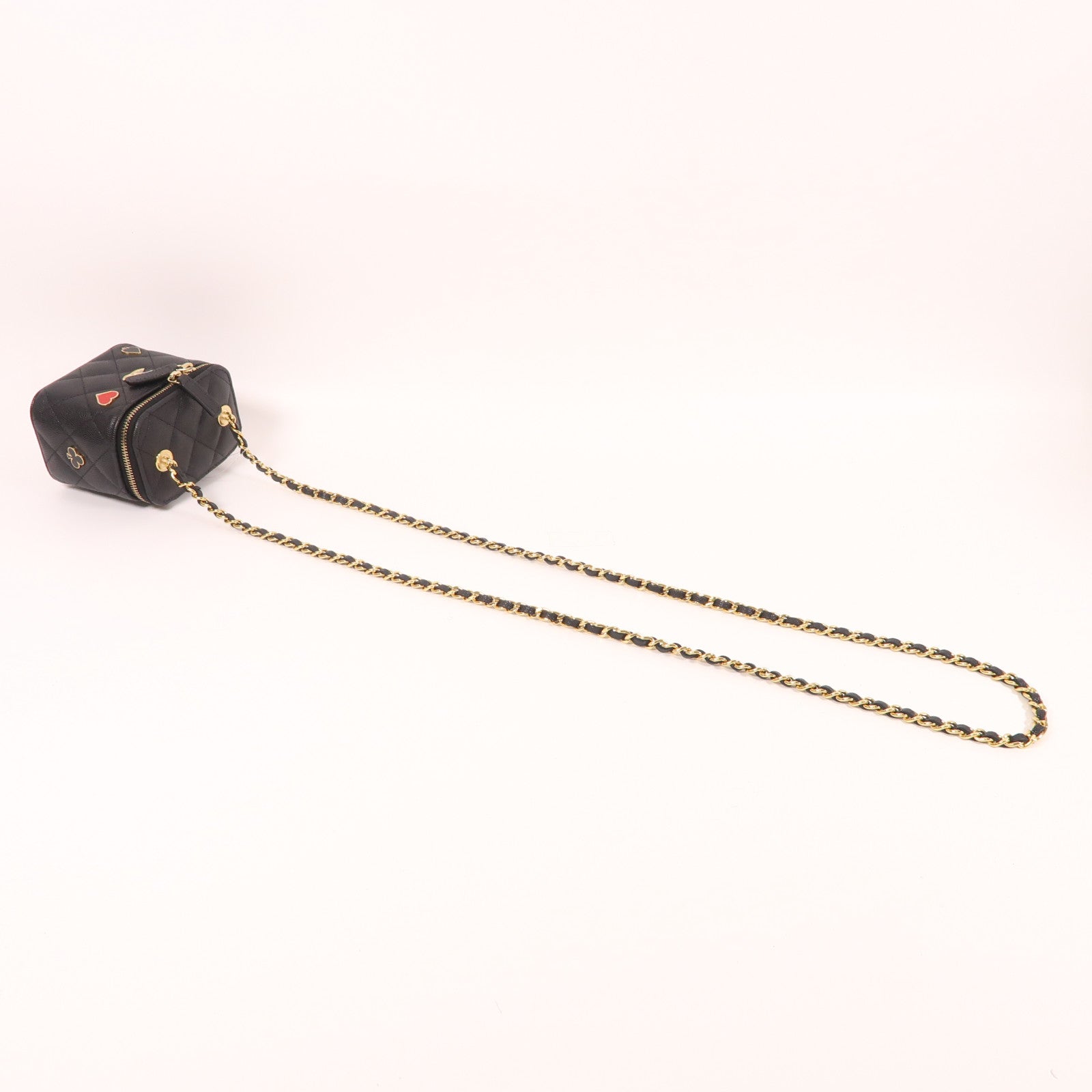 CHANEL 牛皮皮革Chain Shoulder金扣鏈帶肩背袋黑色