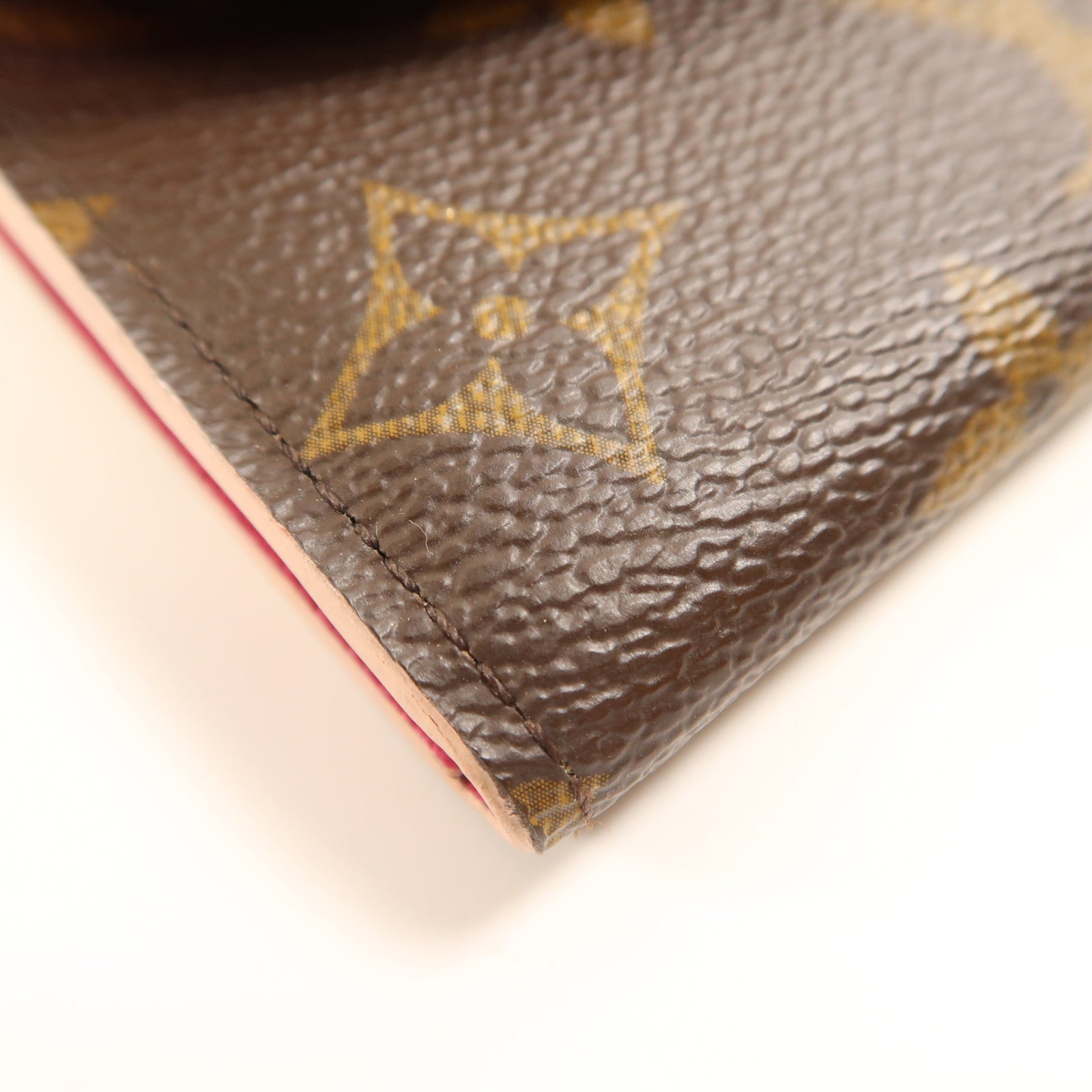 LOUIS VUITTON Monogram Emilie金扣長錢包棕色/粉紅色
