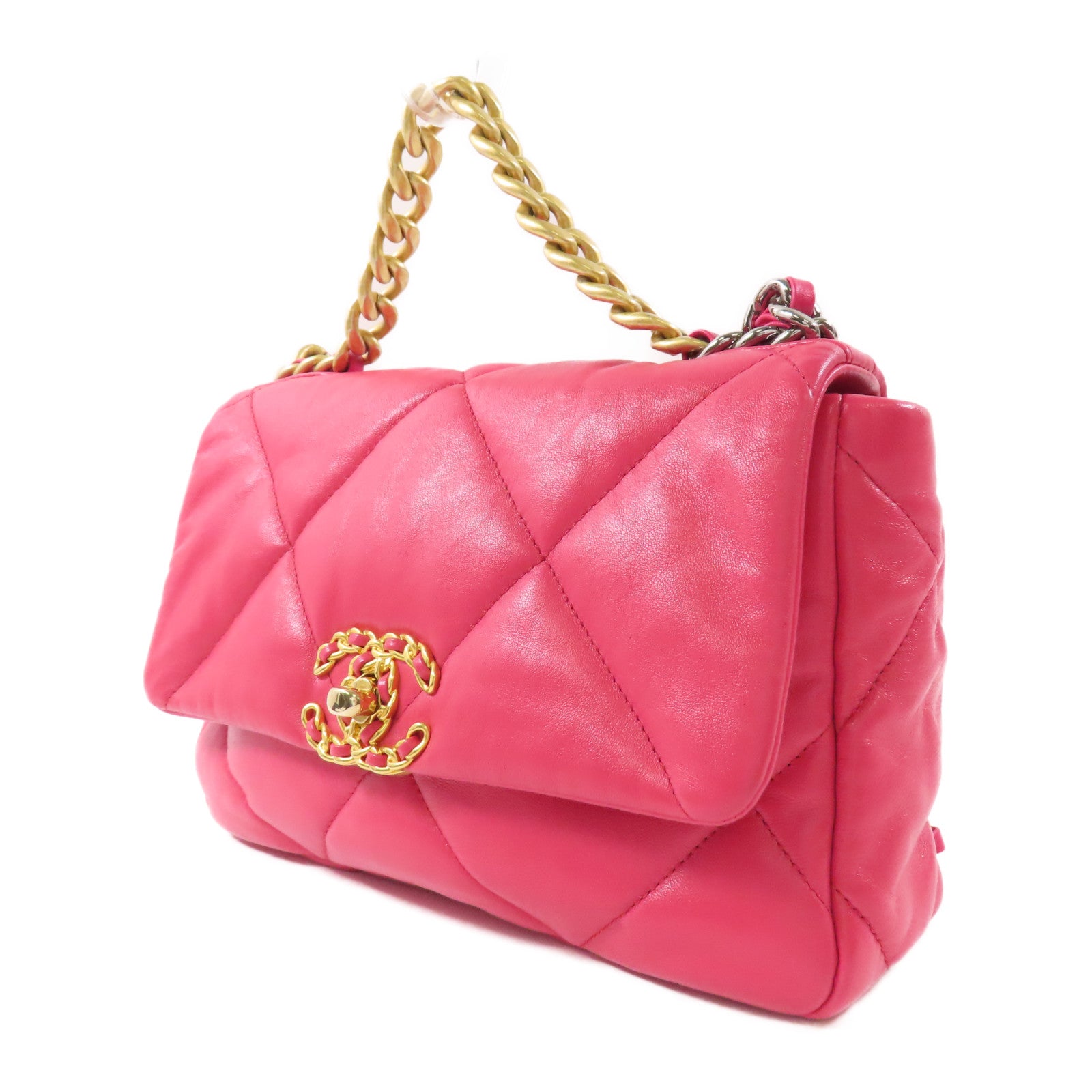 CHANEL 【激減優惠】羊皮皮革Chanel 19 Flap Bag金扣手挽肩背兩用袋