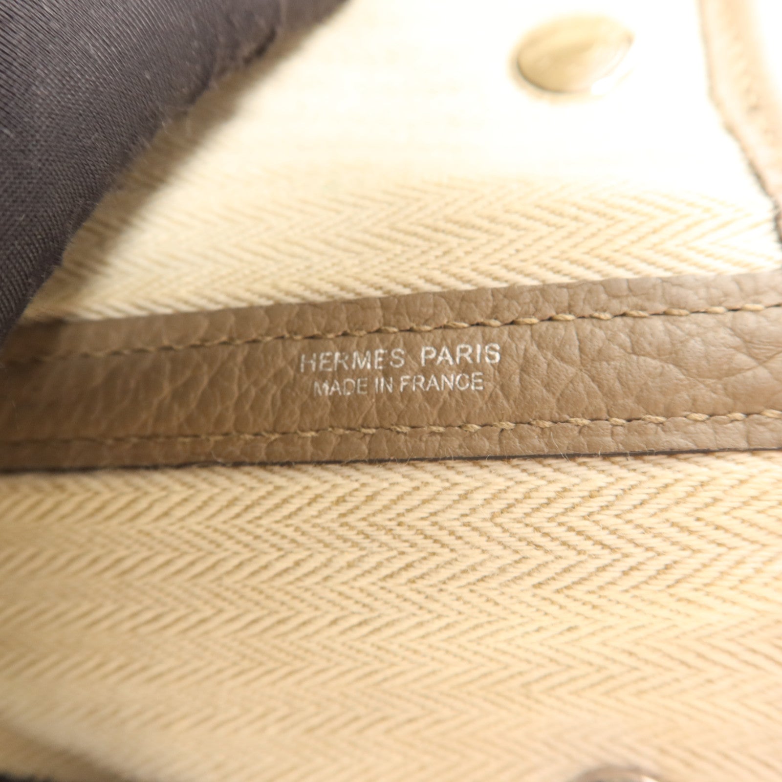 HERMES 【激減優惠】Country皮革Garden Party PM銀扣手挽袋Gris Asphalt