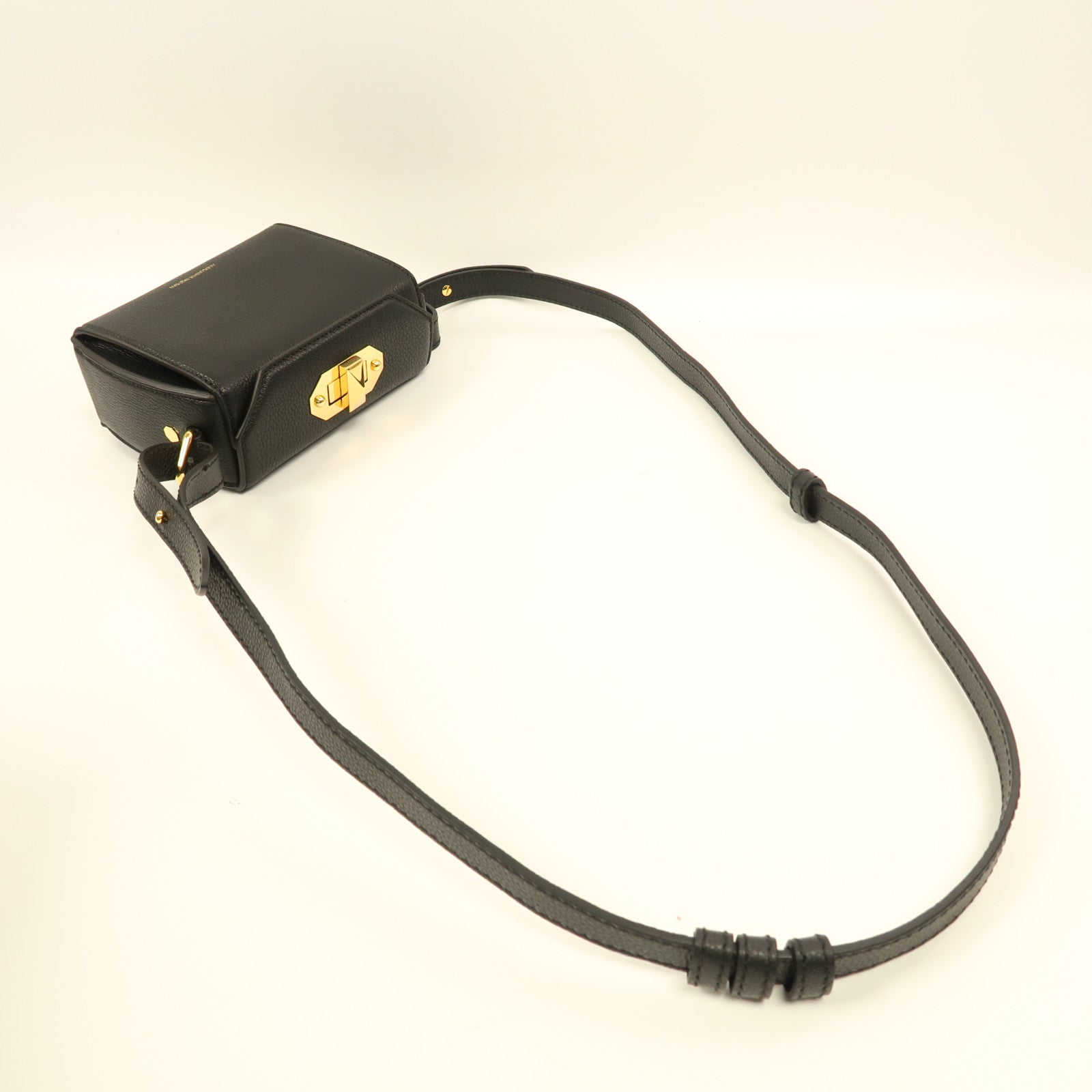 SELECTION 牛皮皮革Shoulder Bag金扣肩背袋黑色