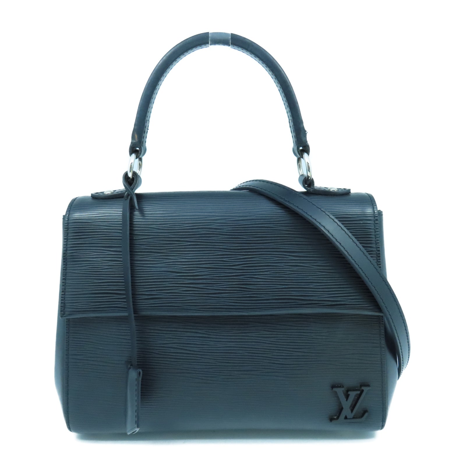 LOUIS VUITTON Epi Cluny BB银扣手挽肩背两用袋黑色