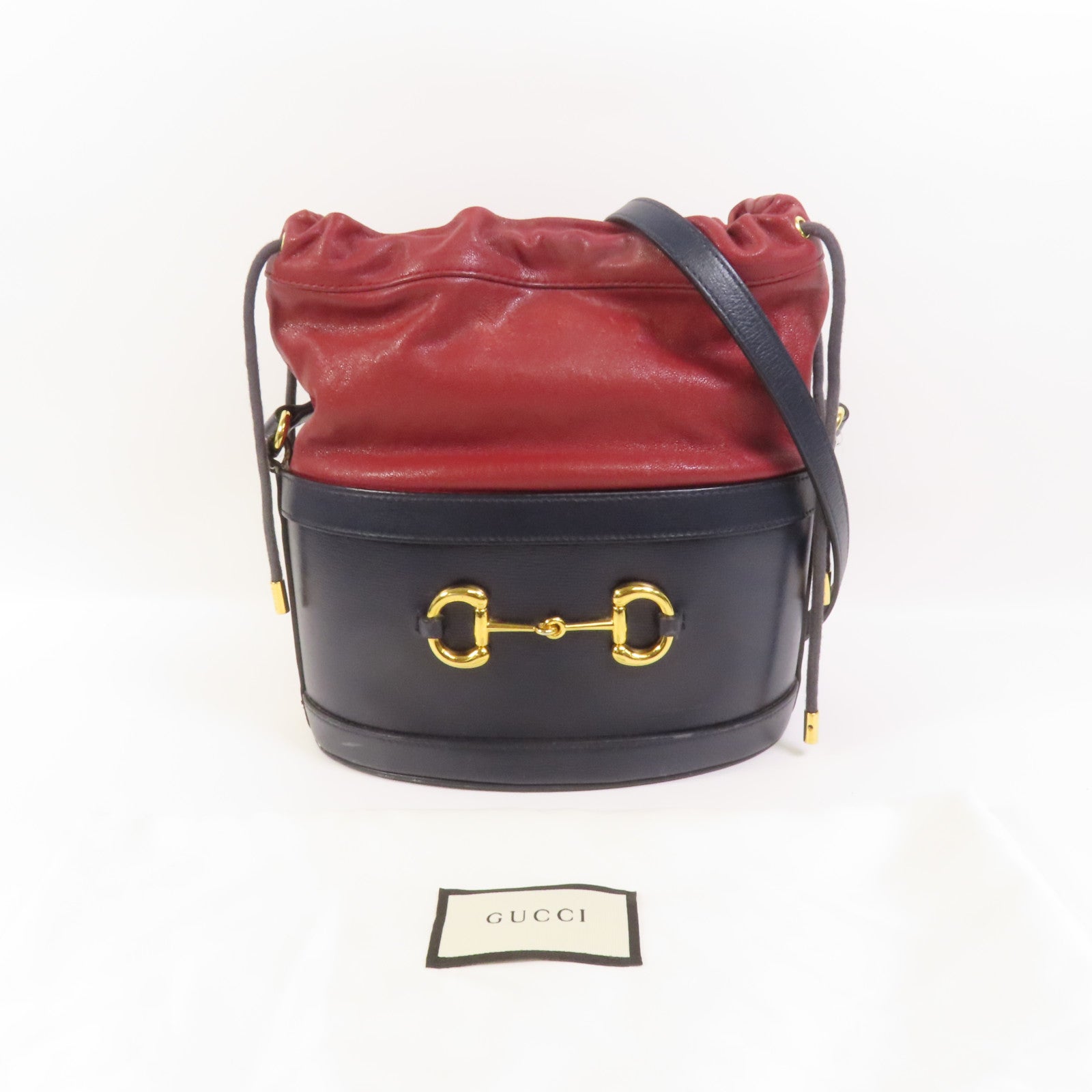 GUCCI 牛皮皮革1955 Horsebit Bucket金扣肩背袋