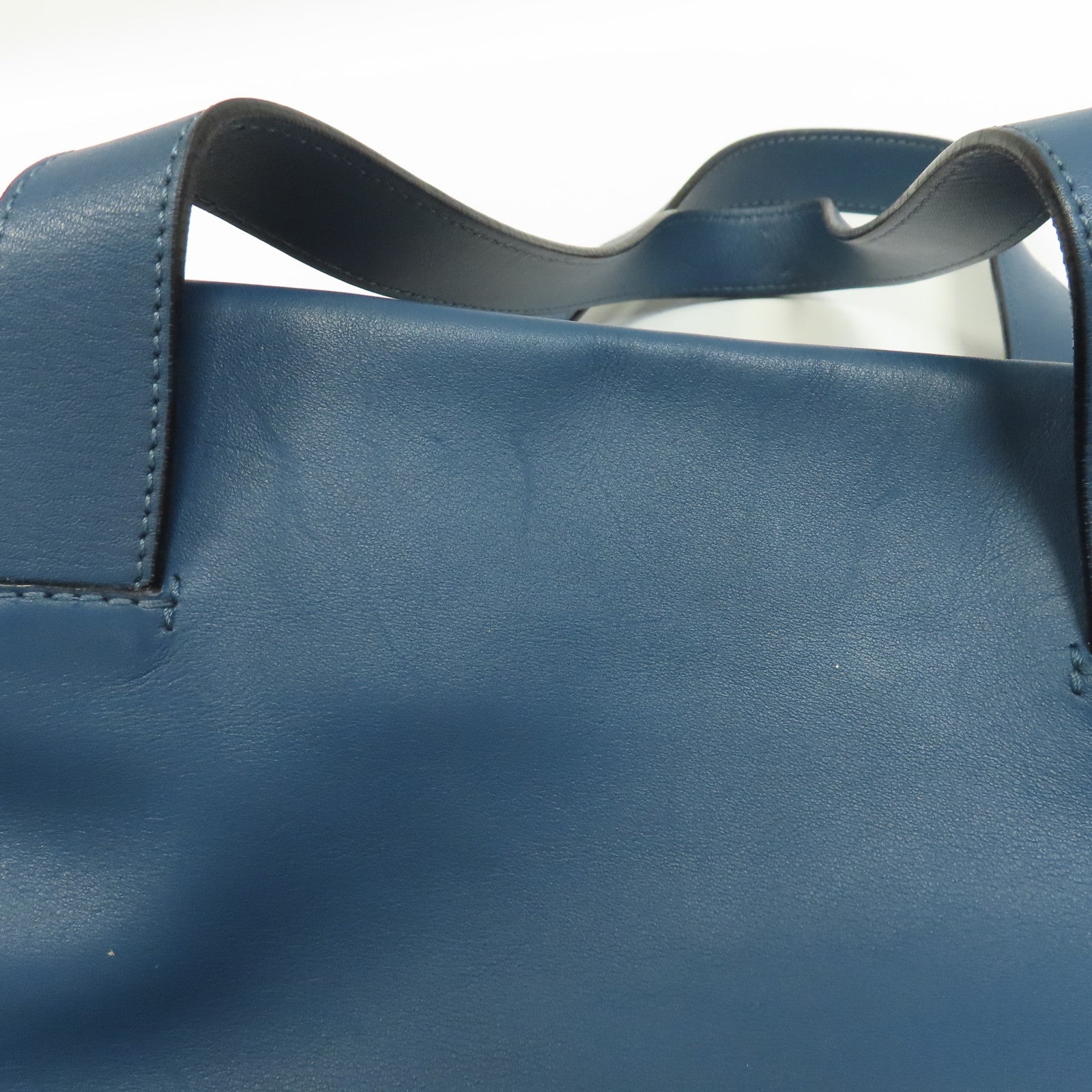LOEWE 牛皮皮革Tote Bag銀扣手挽袋藍色