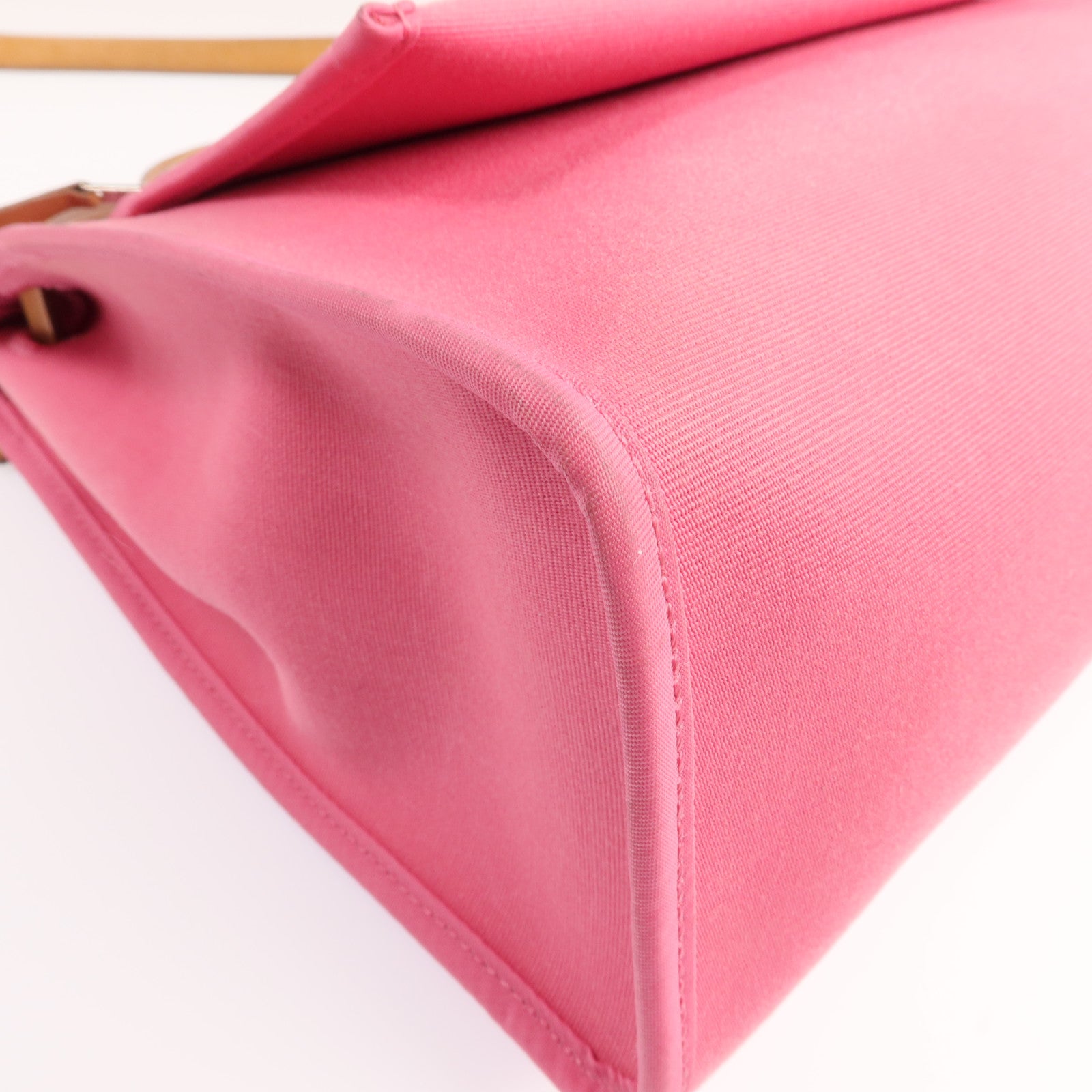 HERMES 帆布Herbag PM銀扣手挽肩背兩用袋Bois de Rose
