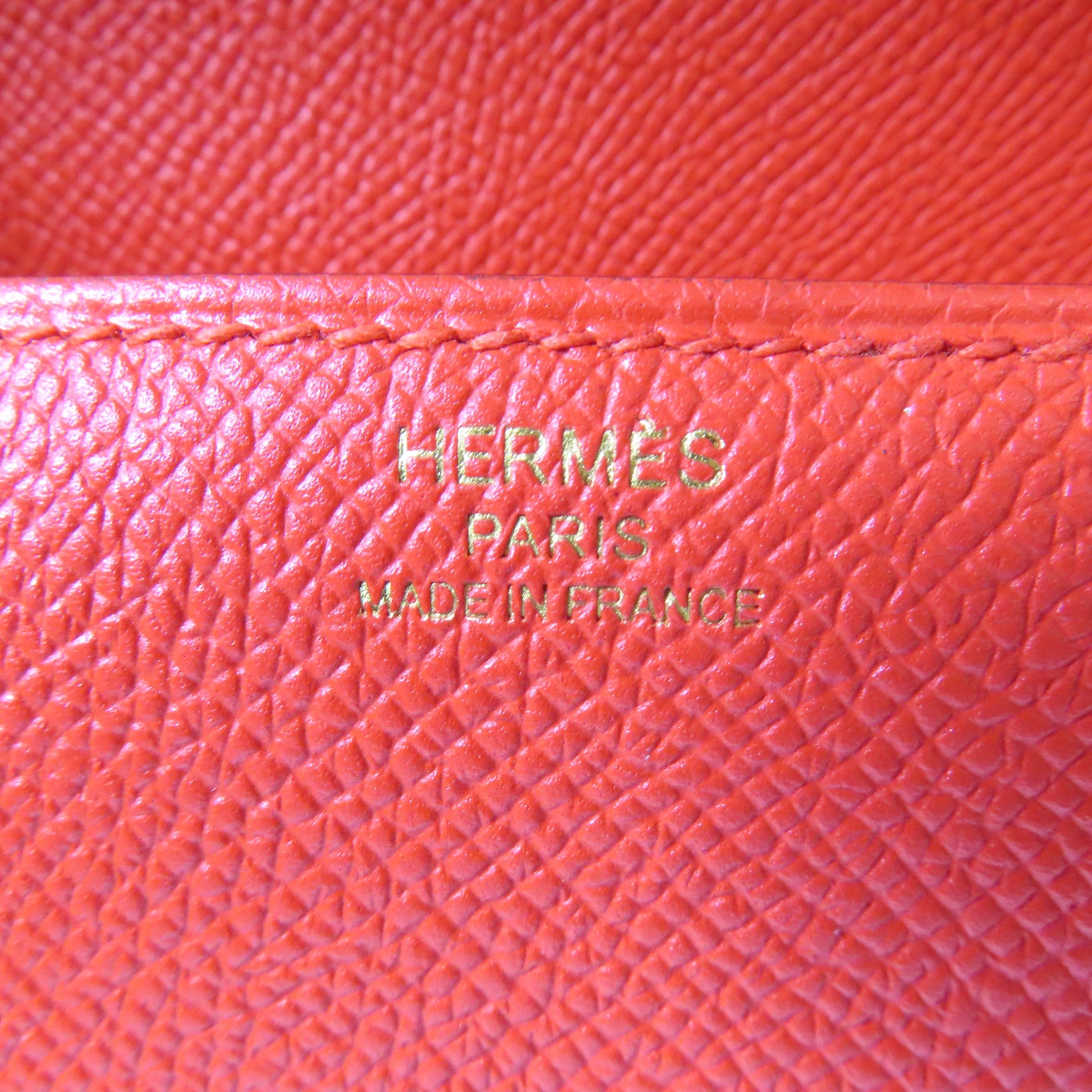 HERMES Epsom皮革Mini Cherche金扣手拿包紅色
