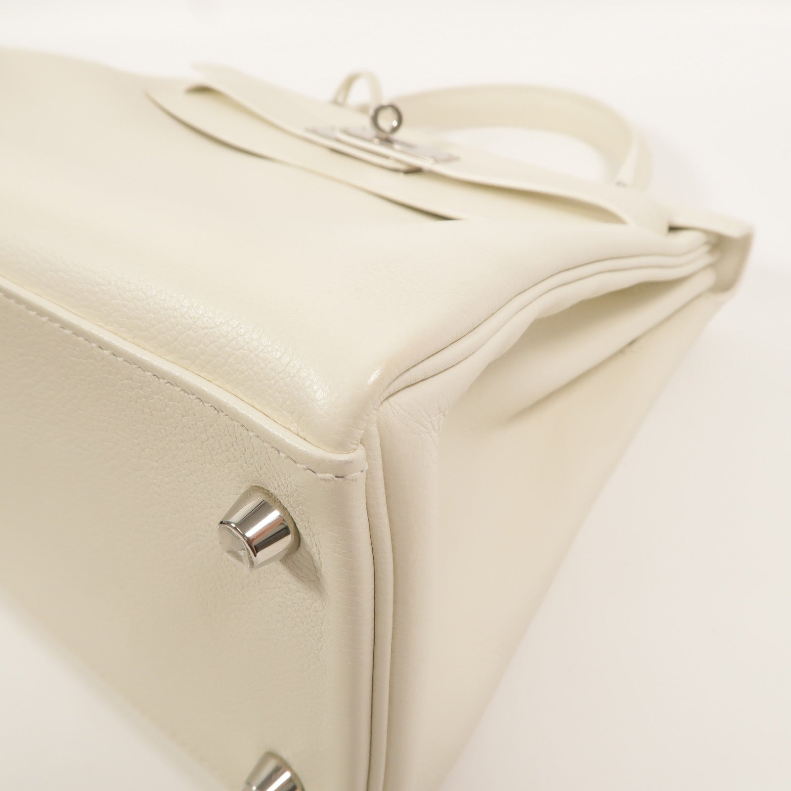 HERMES Evercolor皮革Kelly 28手挽肩背兩用袋Blanc