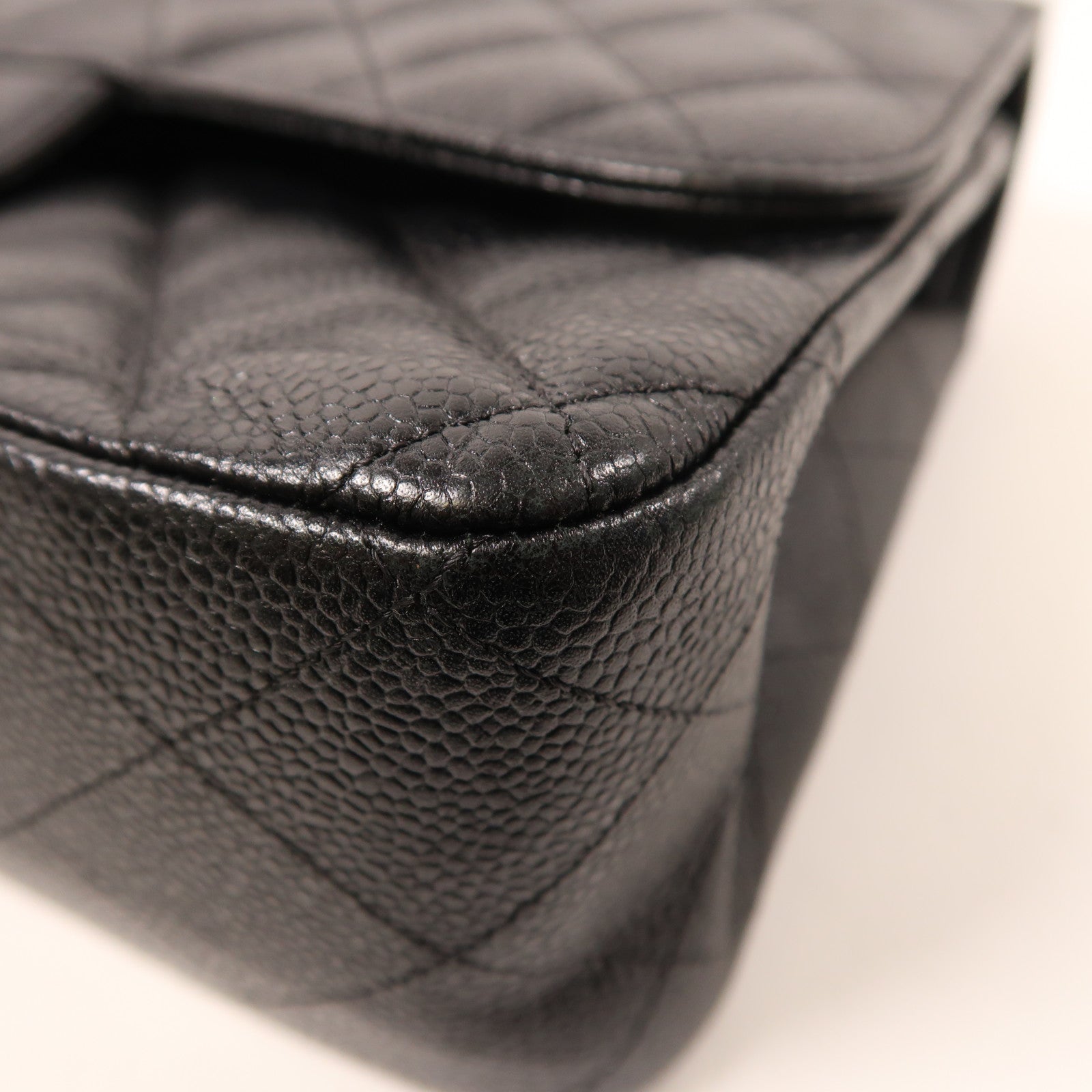 CHANEL 牛皮皮革Large Classic銀扣鏈帶肩背袋