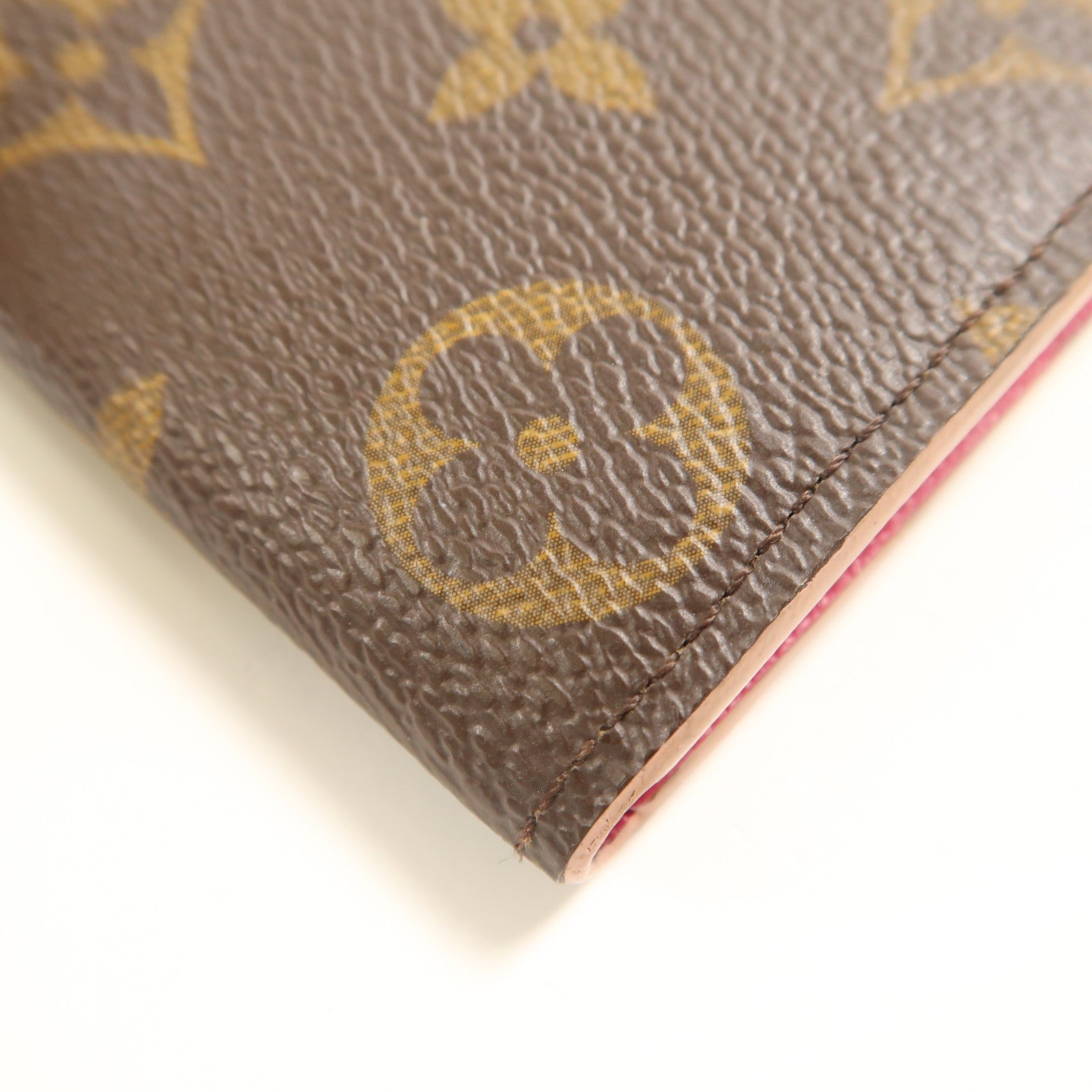 LOUIS VUITTON Monogram Emilie金扣長錢包棕色/粉紅色