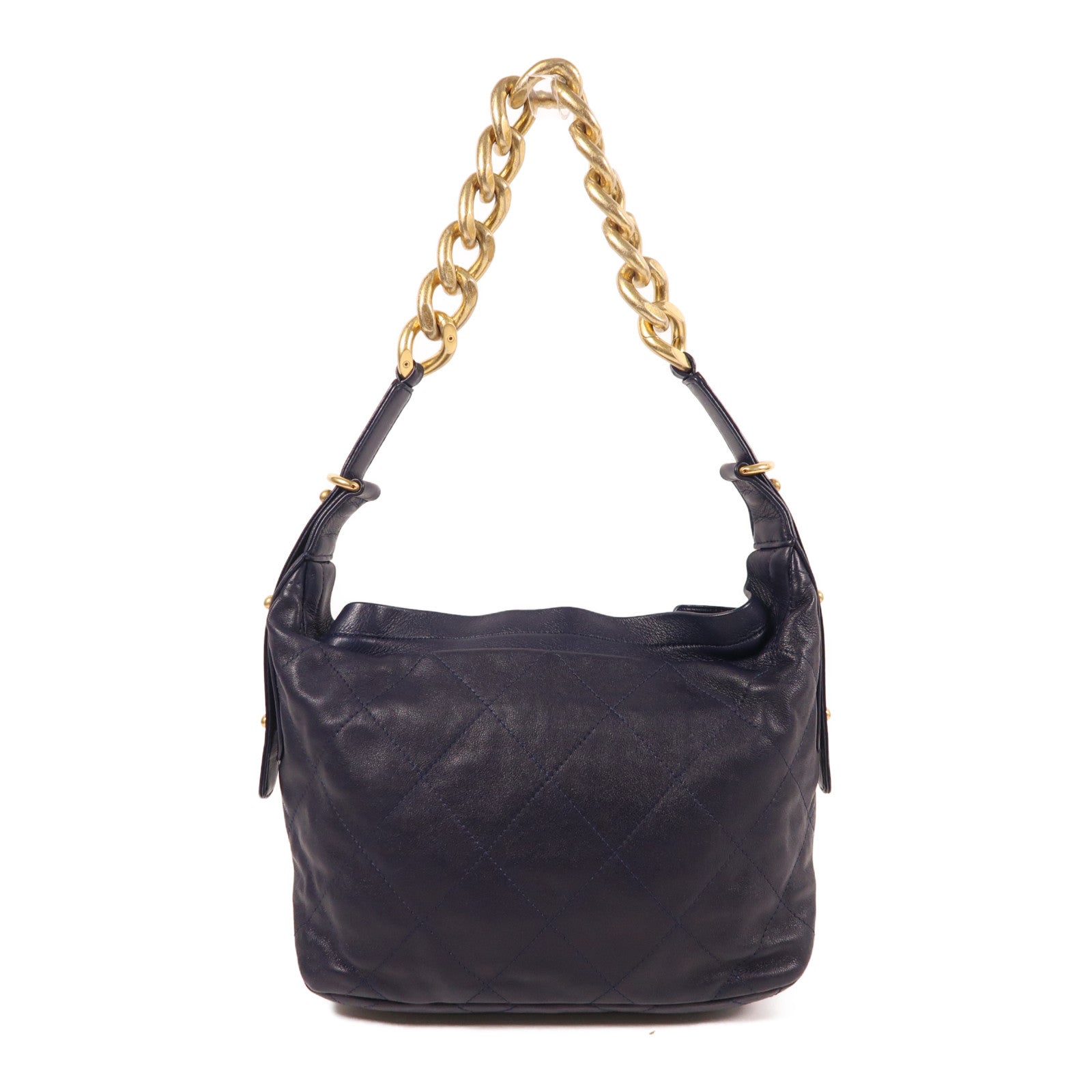 CHANEL 牛皮皮革Hobo Bag金扣鏈帶肩背袋紫色