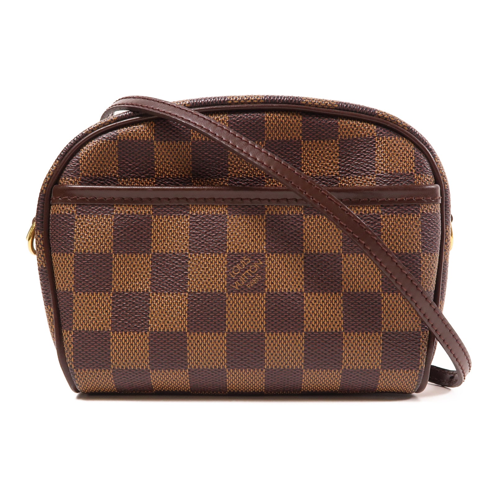 LOUIS VUITTON Damier Pochette Ipanema金扣肩背袋/腰包啡色