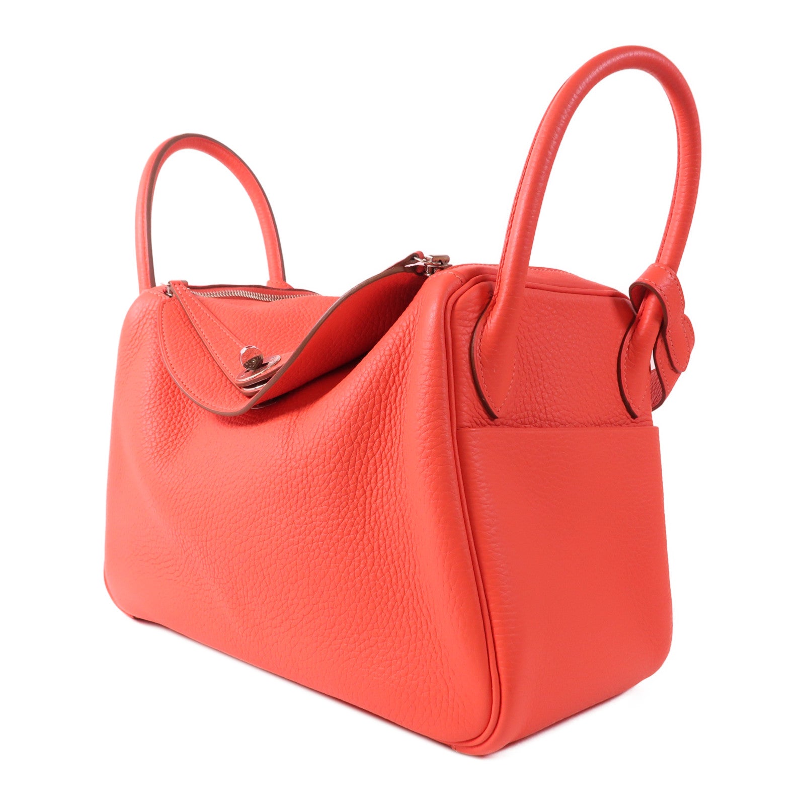 HERMES Clemence皮革Lindy 30銀扣手挽肩背兩用袋Capucine