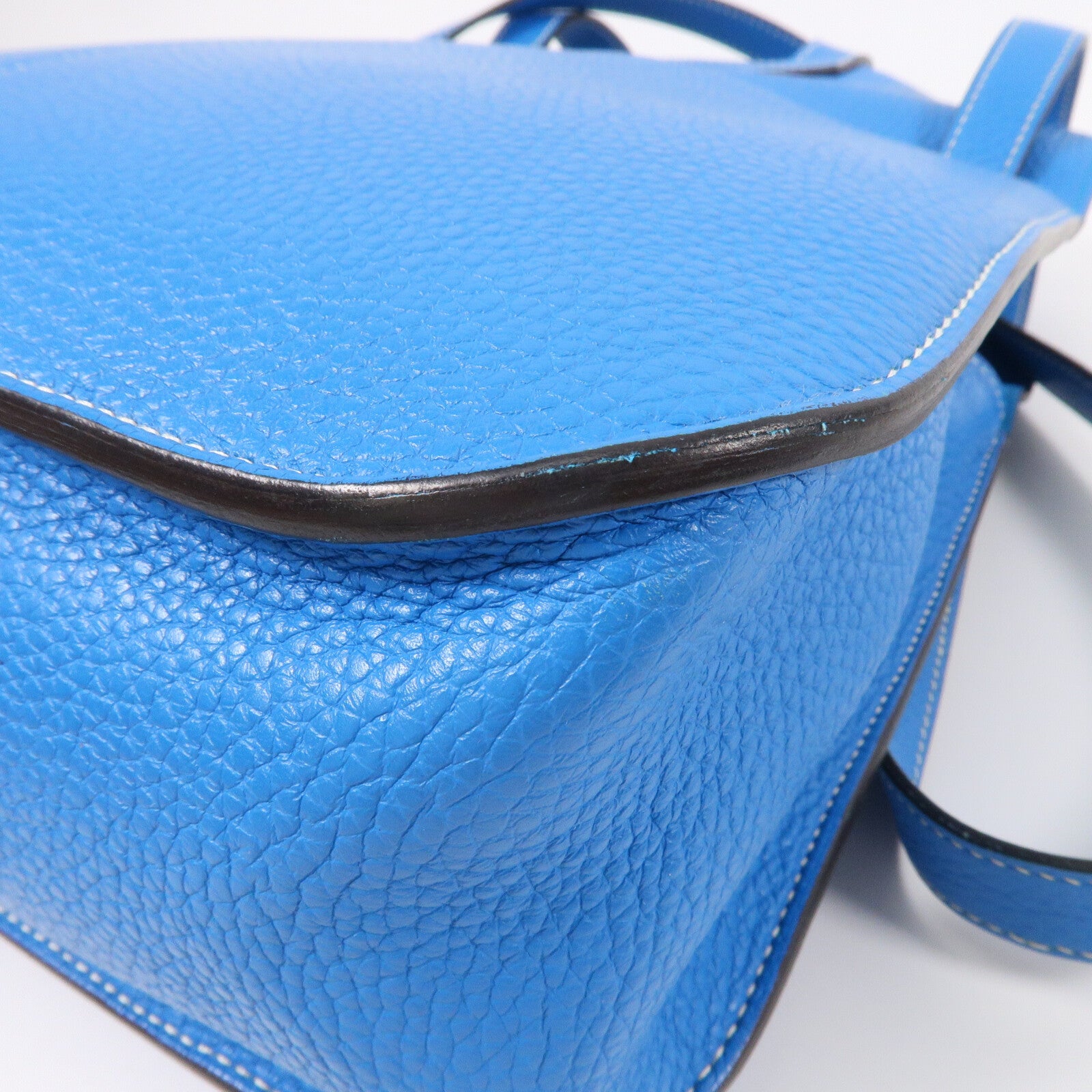 HERMES Clemence皮革Halzan 31手挽肩背兩用袋Bleu Zanzibar
