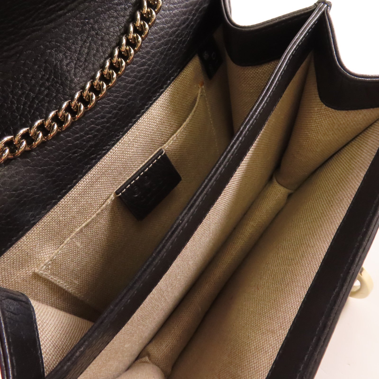GUCCI 【激減優惠】牛皮皮革Interlocking GG Chain Shoulder Bag金扣鏈帶肩背袋黑色
