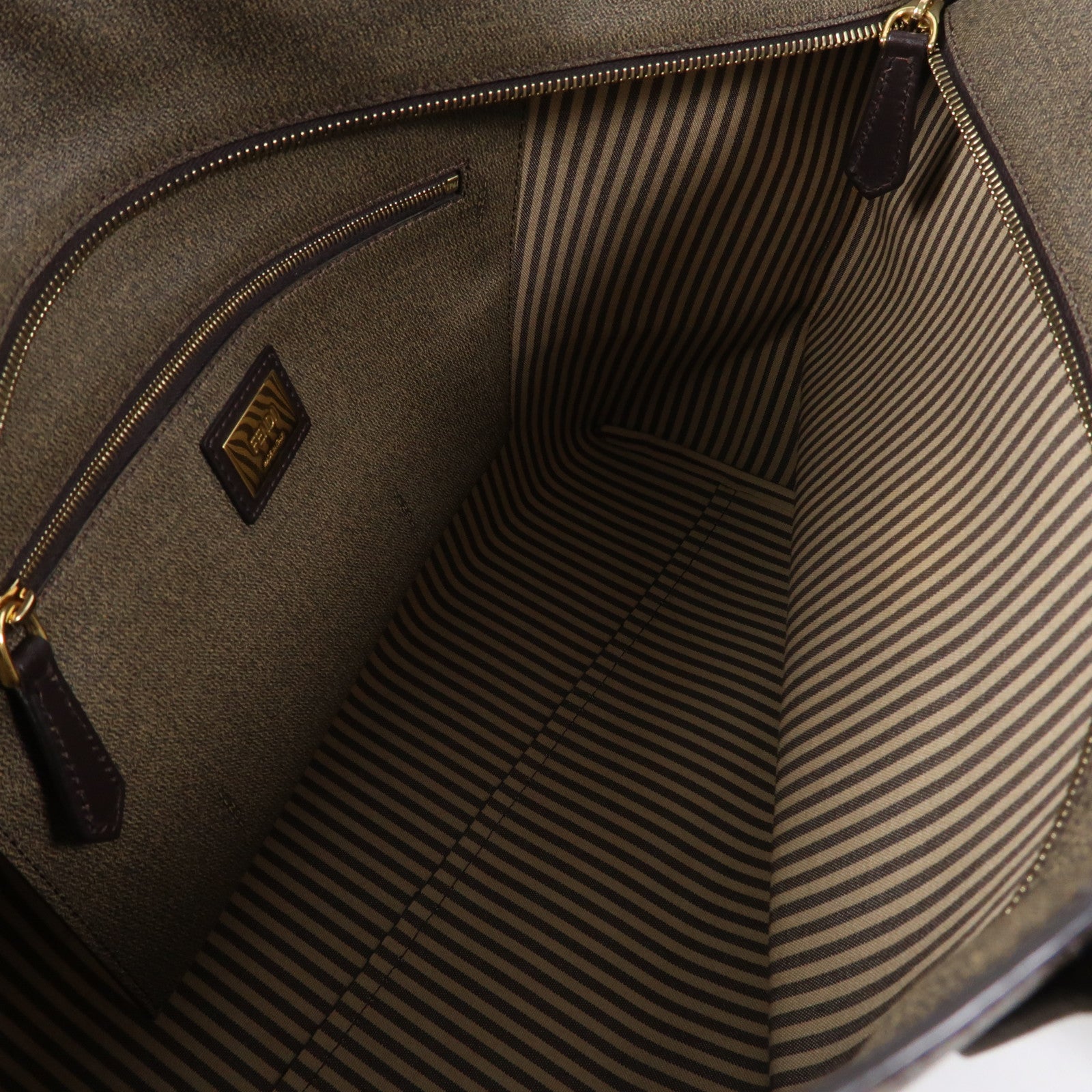 FENDI 塗層帆布Shoulder Tote金扣手挽袋啡色