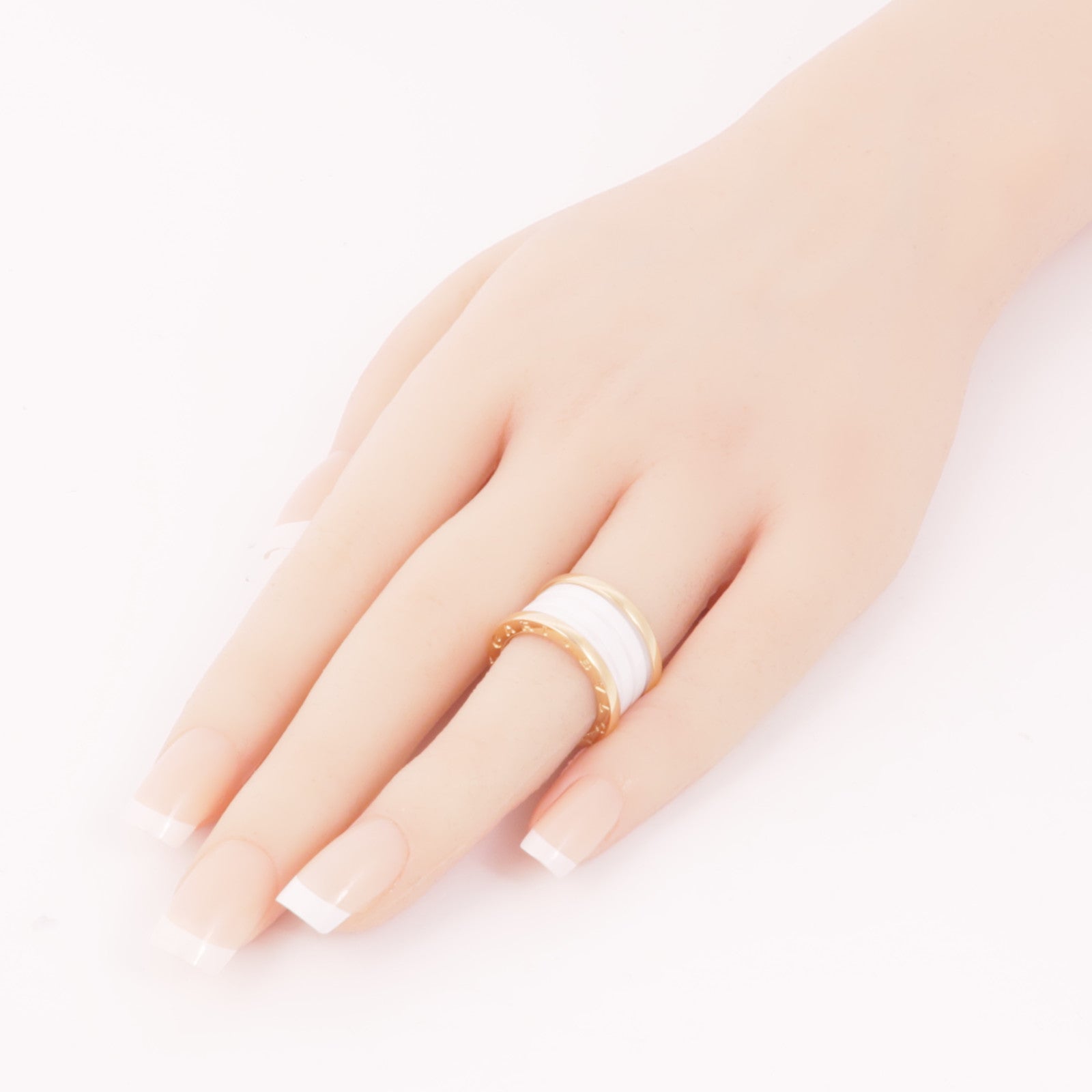 BVLGARI 18K玫瑰金/陶瓷B-zero1戒指Bvlgari#50/US#5