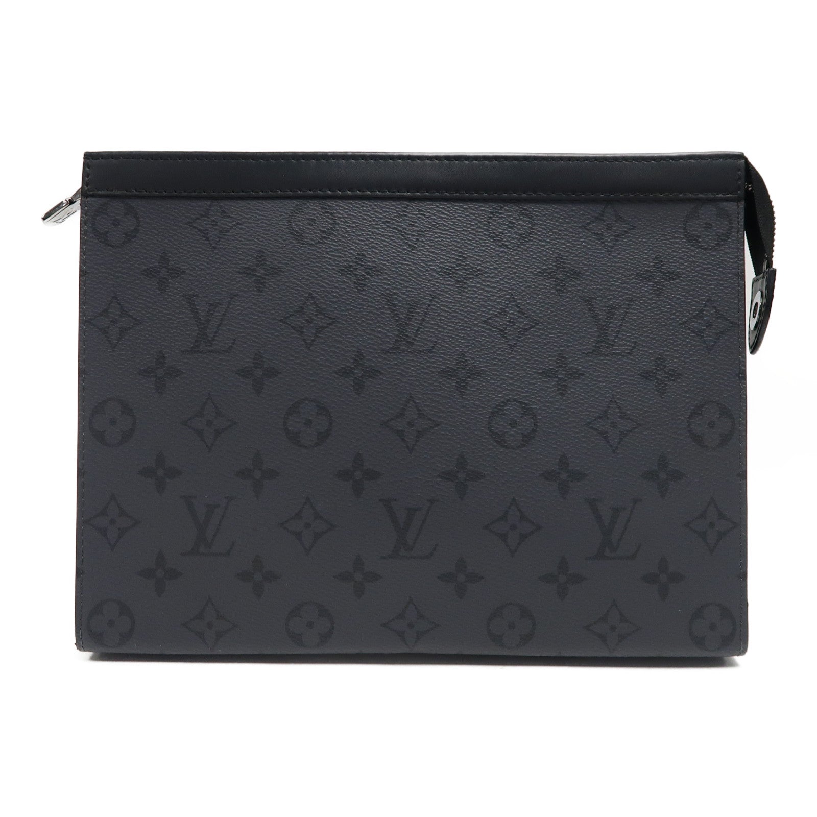 LOUIS VUITTON 【激減優惠】Monogram Pochette Voyage MM銀扣手拿包灰色/黑色
