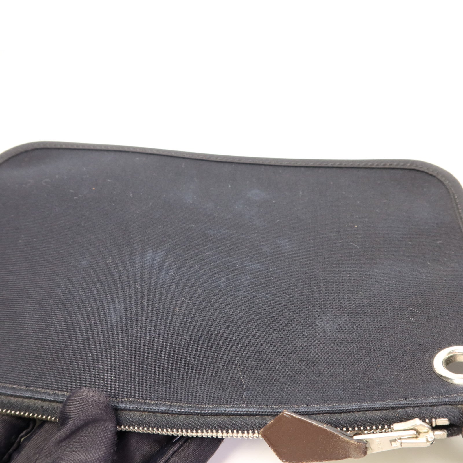 HERMES 帆布Herbag PM銀扣手挽肩背兩用袋Noir