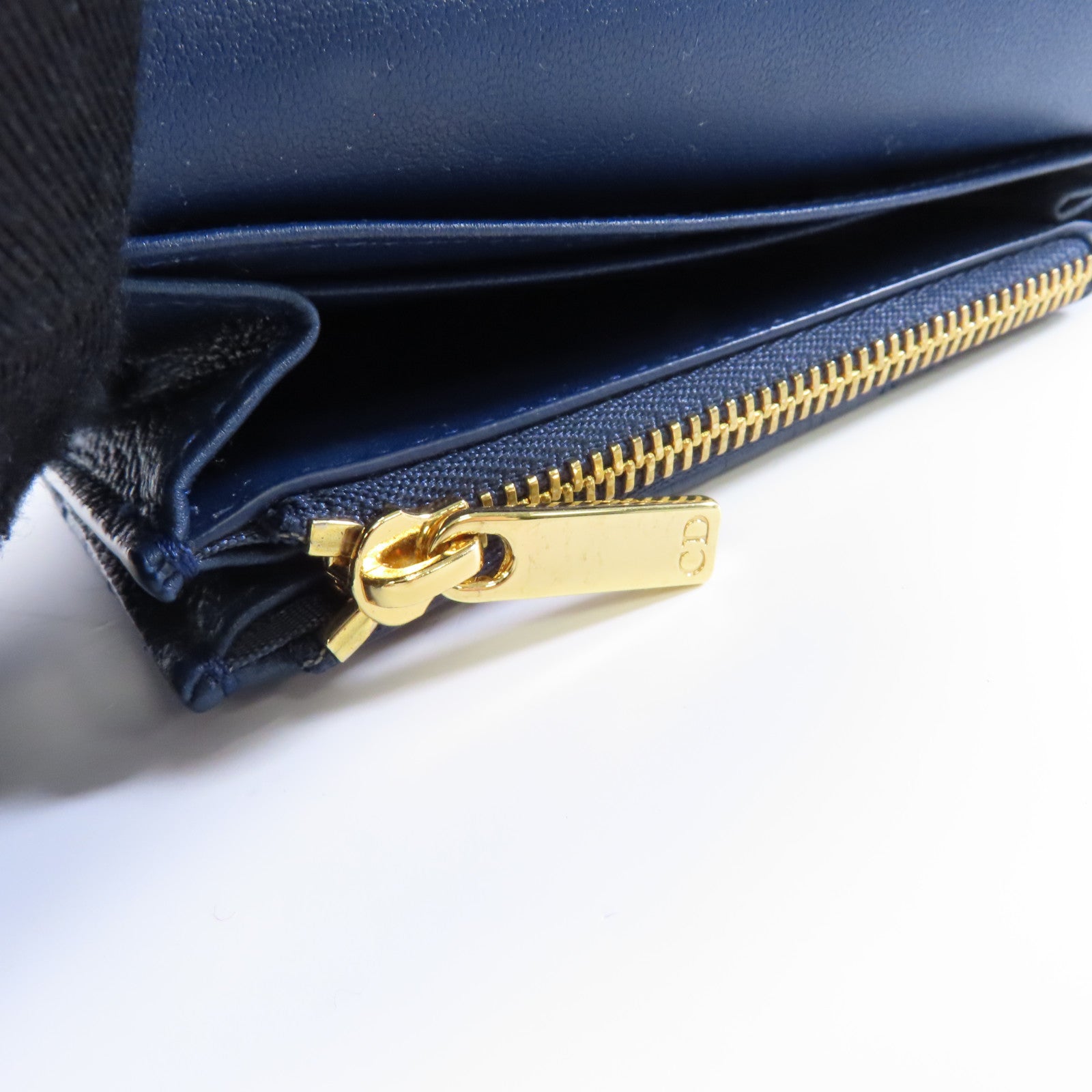 Dior 羊皮皮革Card Case金扣卡片套藍色