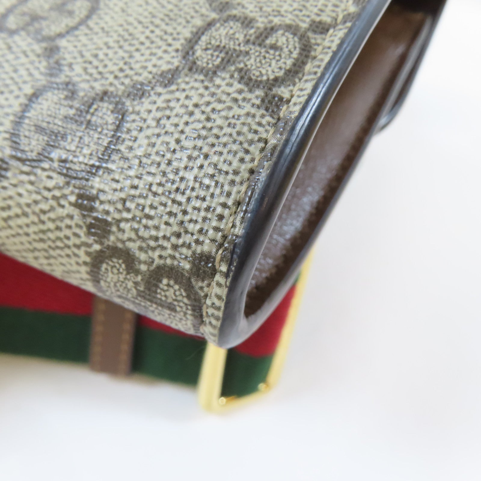 GUCCI 塗層帆布Horsebit 1955 Mini Bag金扣手挽肩背兩用袋啡色