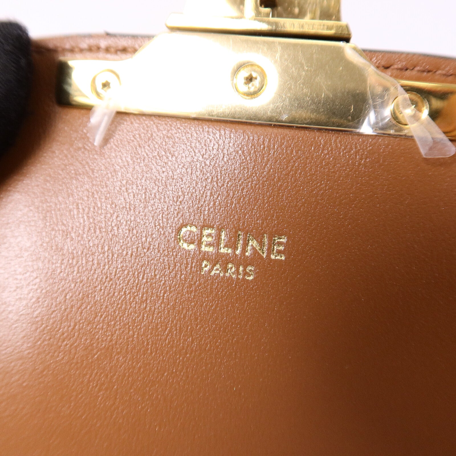 CELINE 塗層帆布/牛皮皮革Teen Triomphe肩背袋