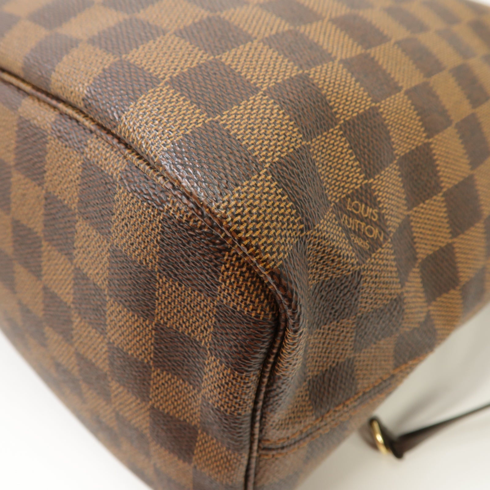 LOUIS VUITTON Damier Neverfull MM金扣手挽袋啡色