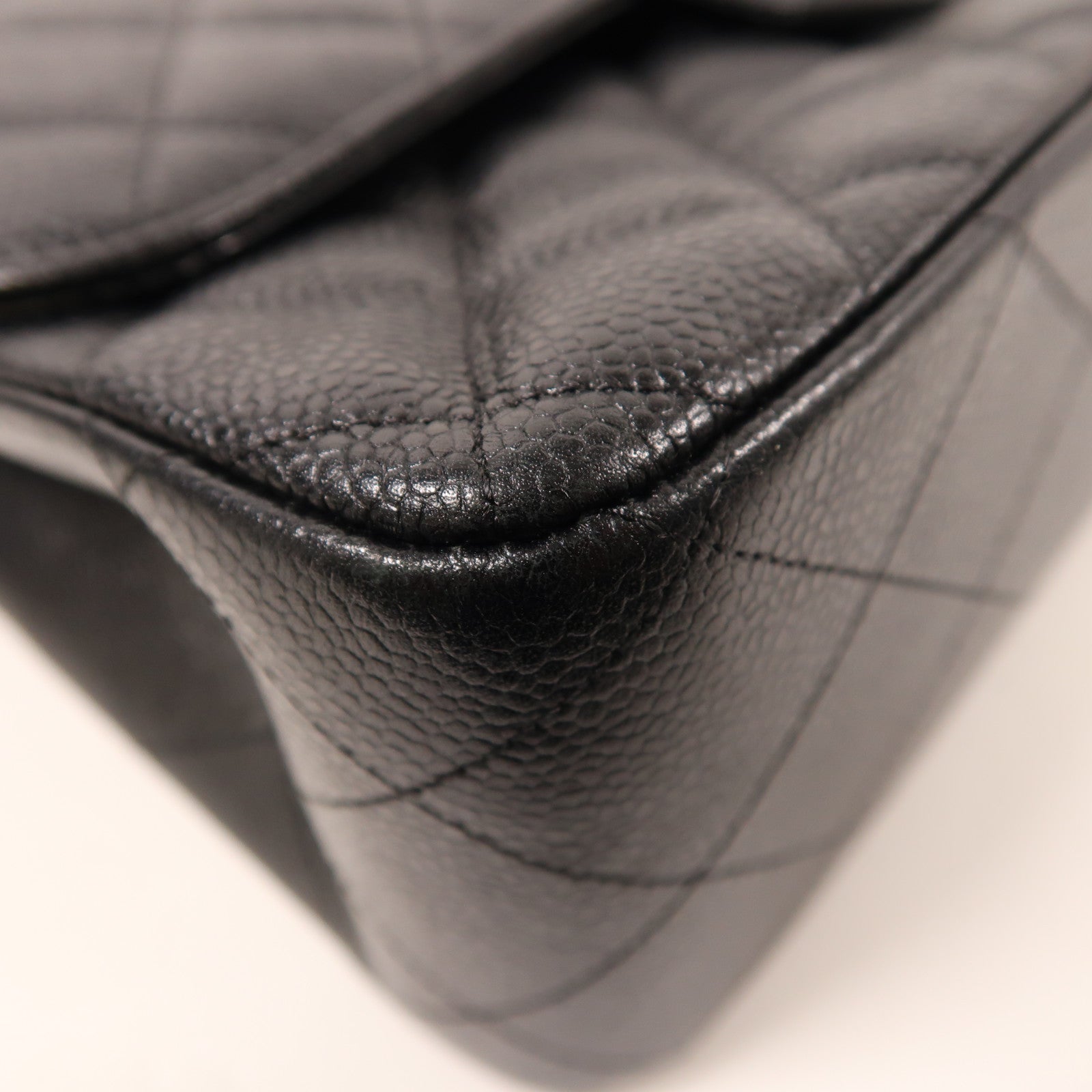 CHANEL 牛皮皮革Large Classic銀扣鏈帶肩背袋