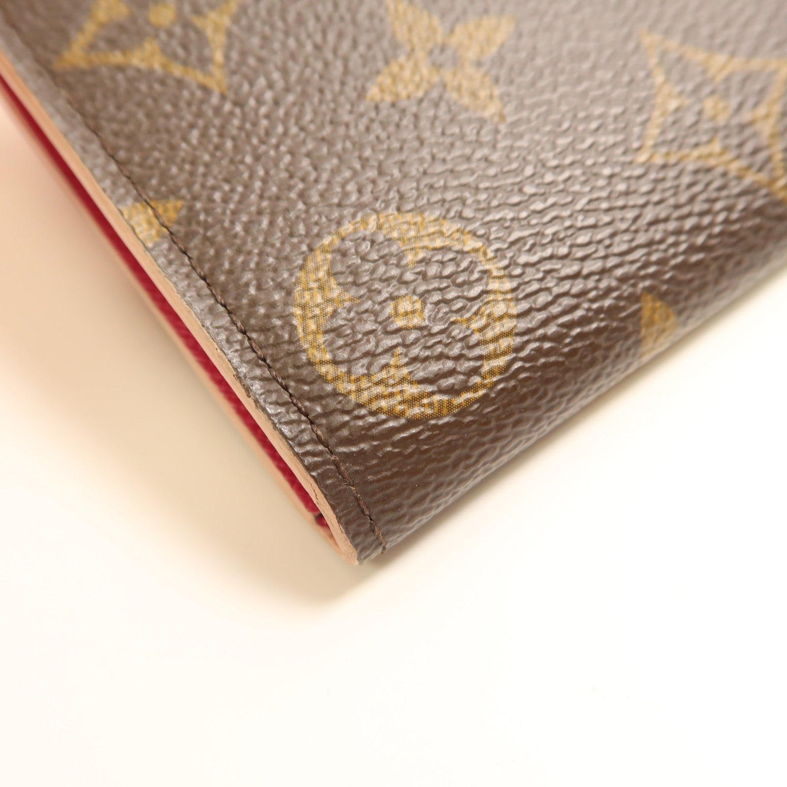 LOUIS VUITTON Monogram Emilie金扣長錢包棕色/粉紅色