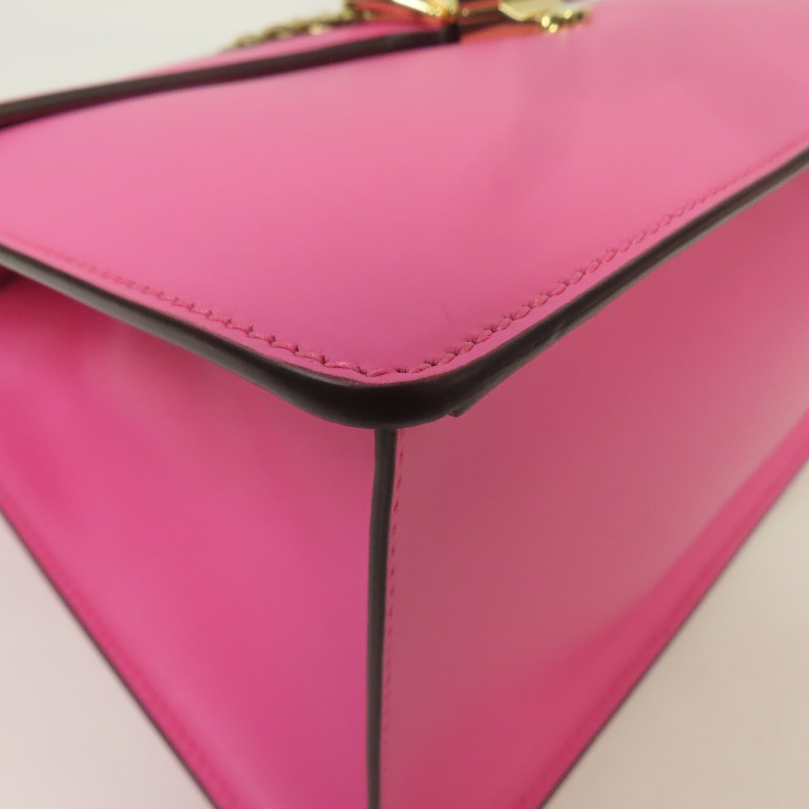 GUCCI 牛皮皮革Sylvie Medium金扣手挽肩背兩用袋粉紅色