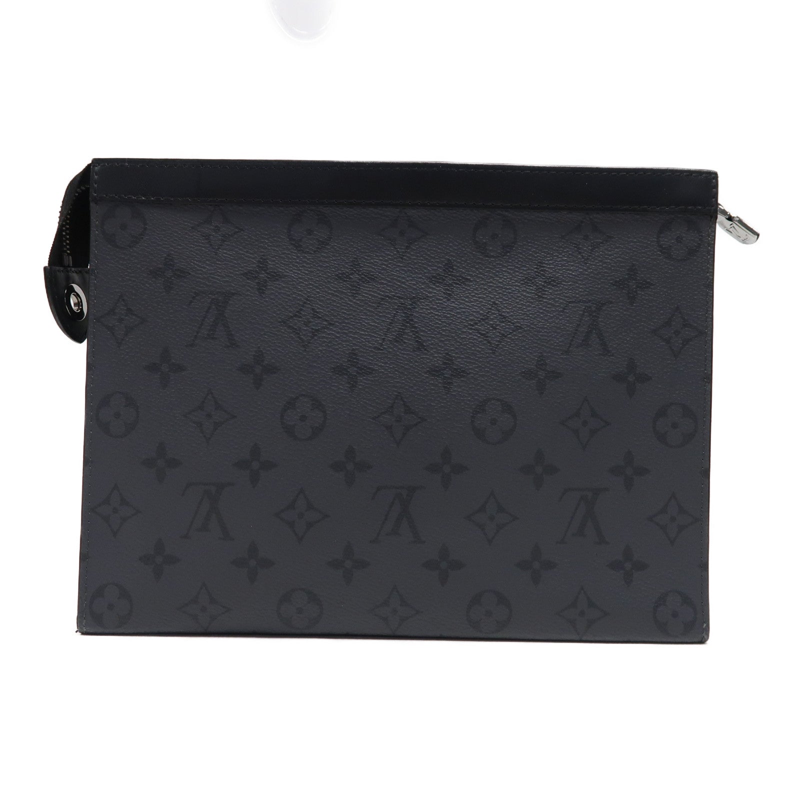 LOUIS VUITTON 【激減優惠】Monogram Pochette Voyage MM銀扣手拿包灰色/黑色