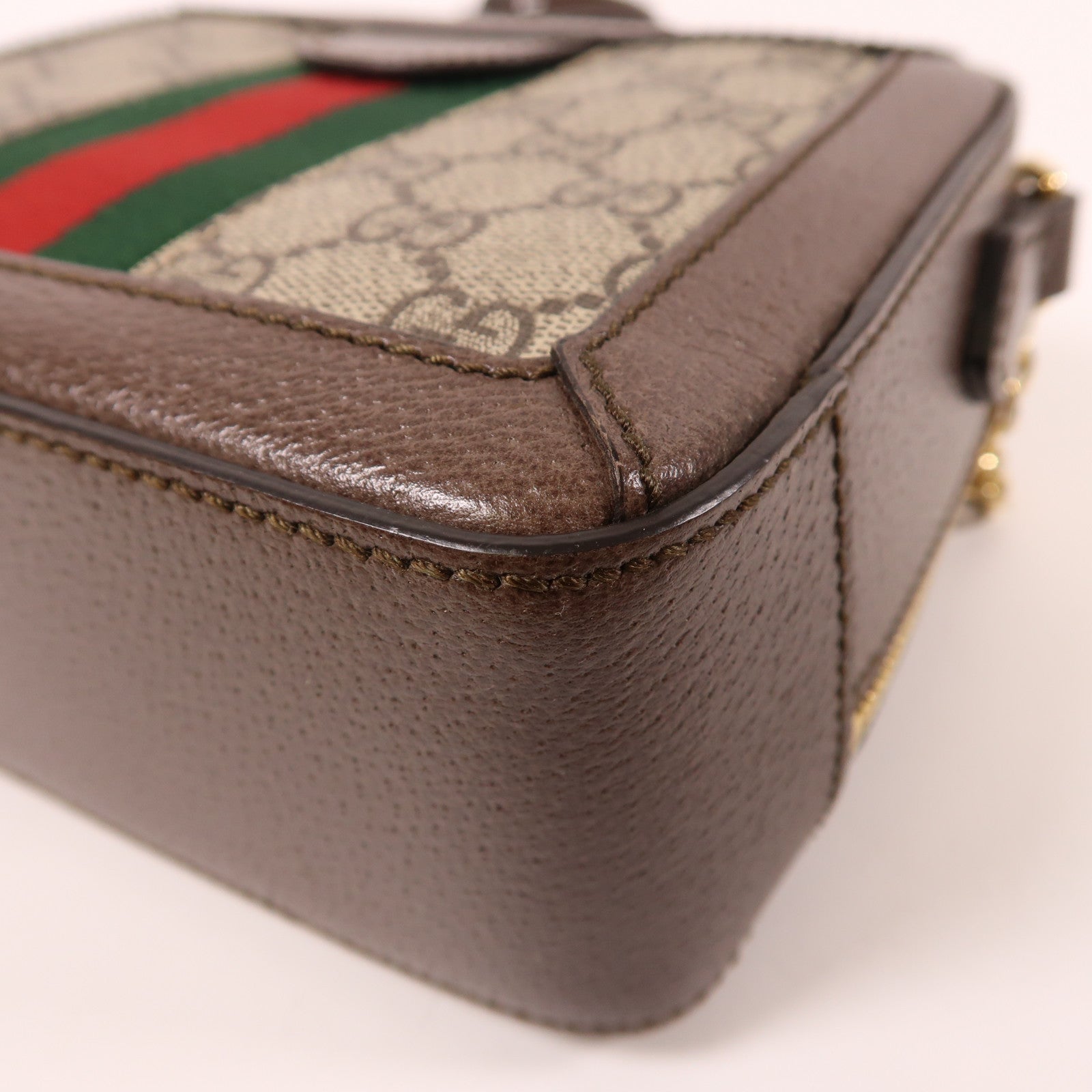 GUCCI 塗層帆布/皮革Ophidia GG Mini金扣手挽肩背兩用袋棕色