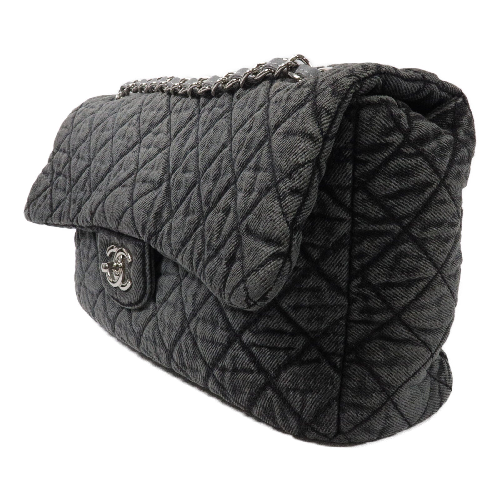 CHANEL 牛仔布Chain Shoulder鏈帶肩背袋