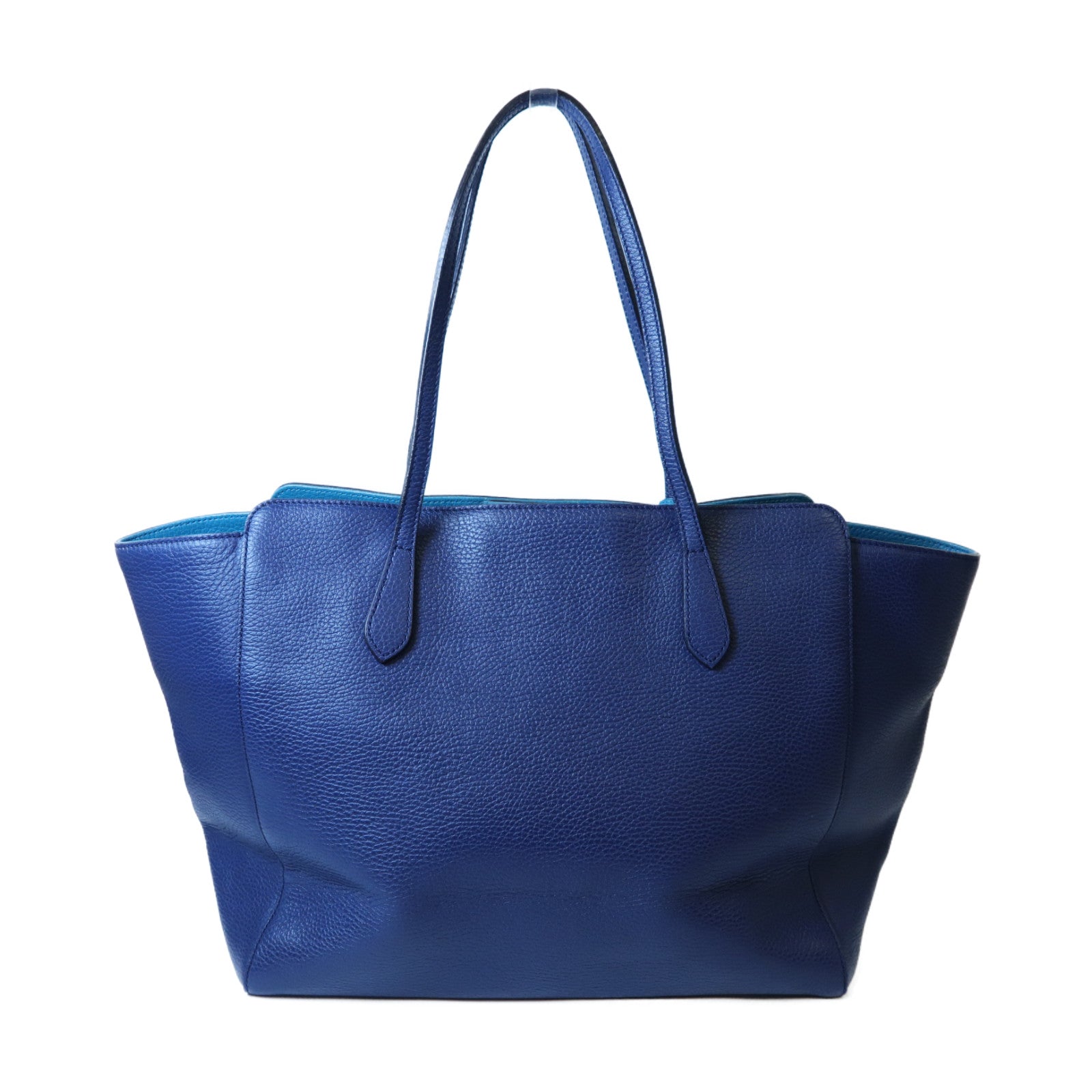 GUCCI 牛皮皮革Swing Large Tote金扣肩背袋藍色
