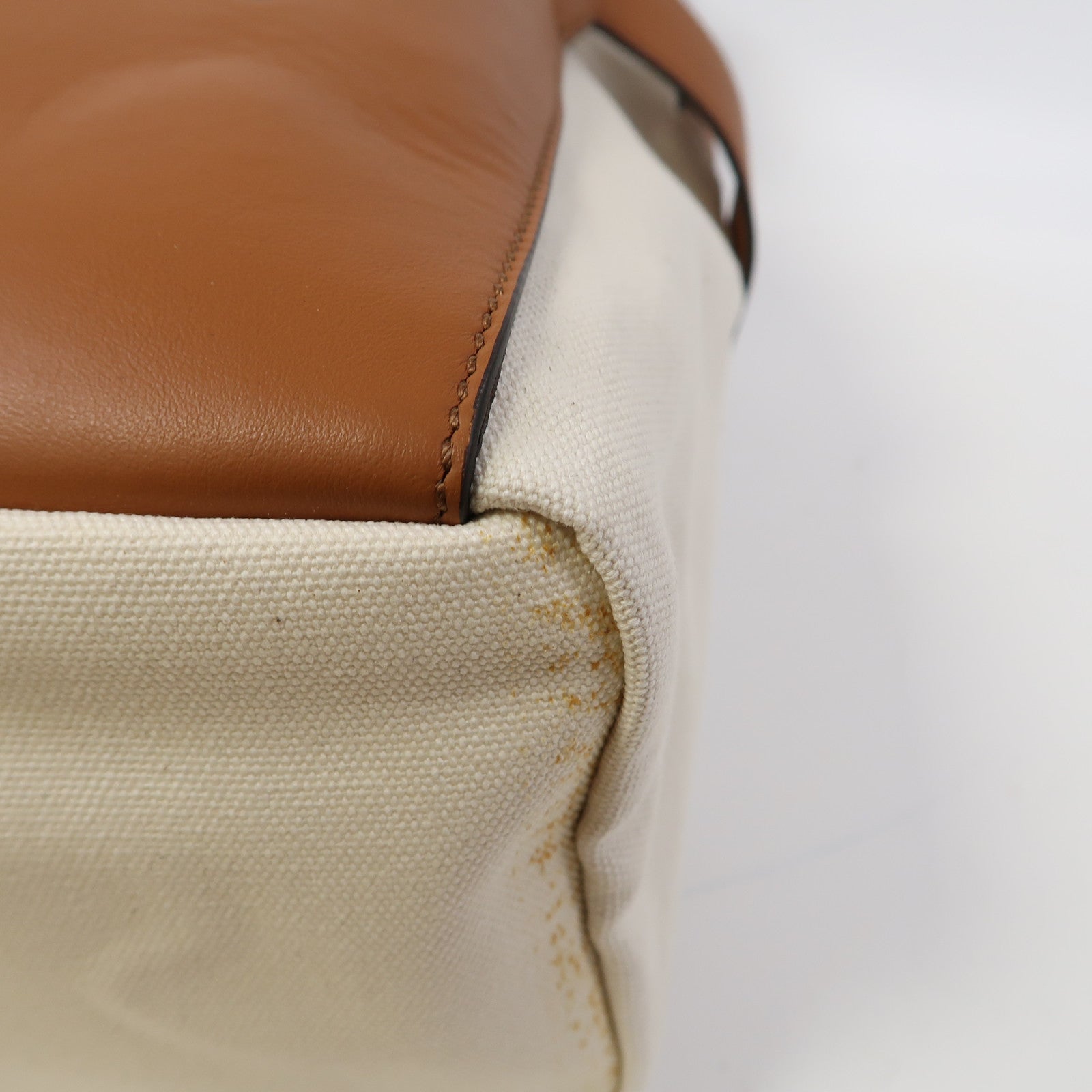 FENDI 【激減優惠】帆布/皮革Backpack銀扣背包白色/啡色