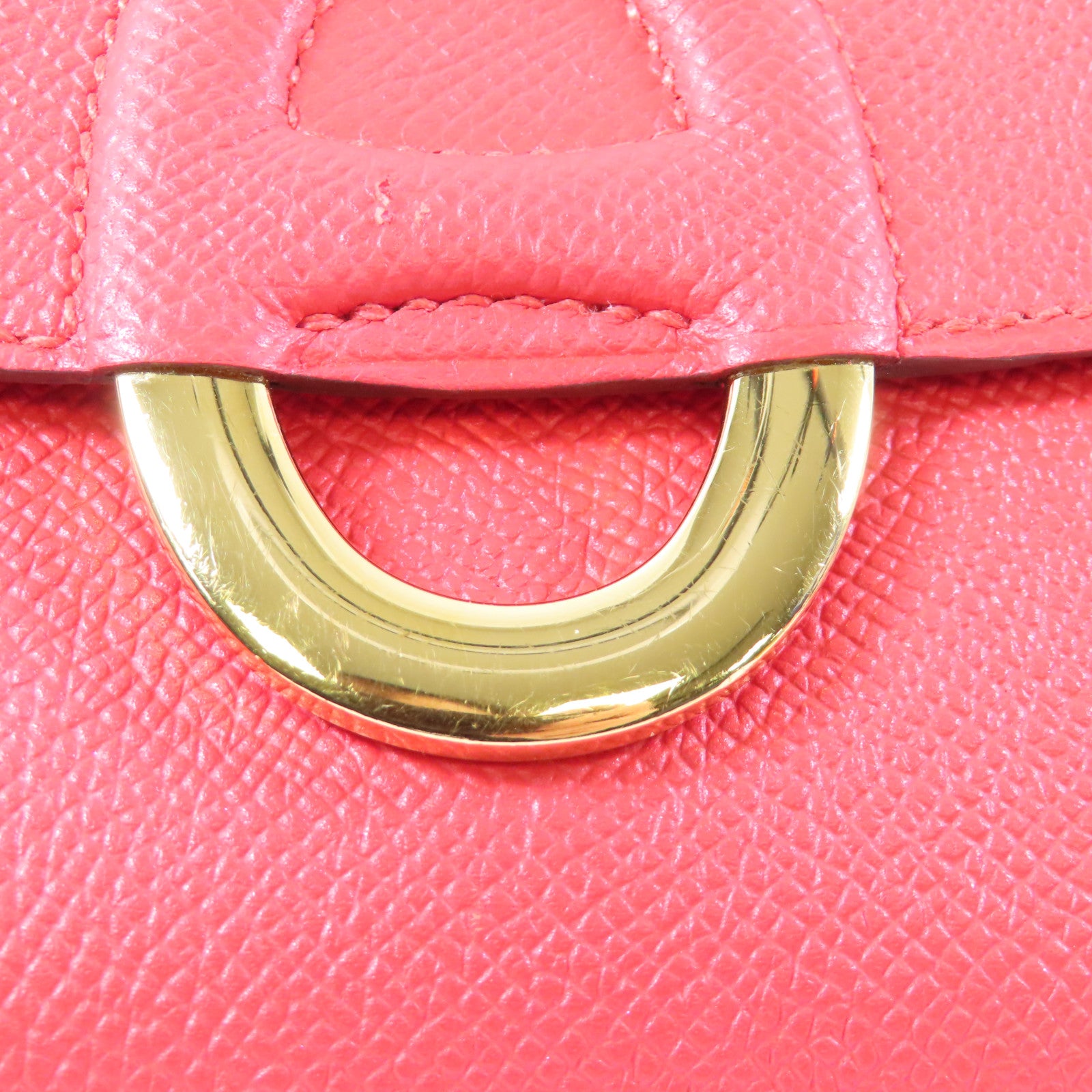 HERMES Epsom皮革Mini Cherche金扣手拿包紅色