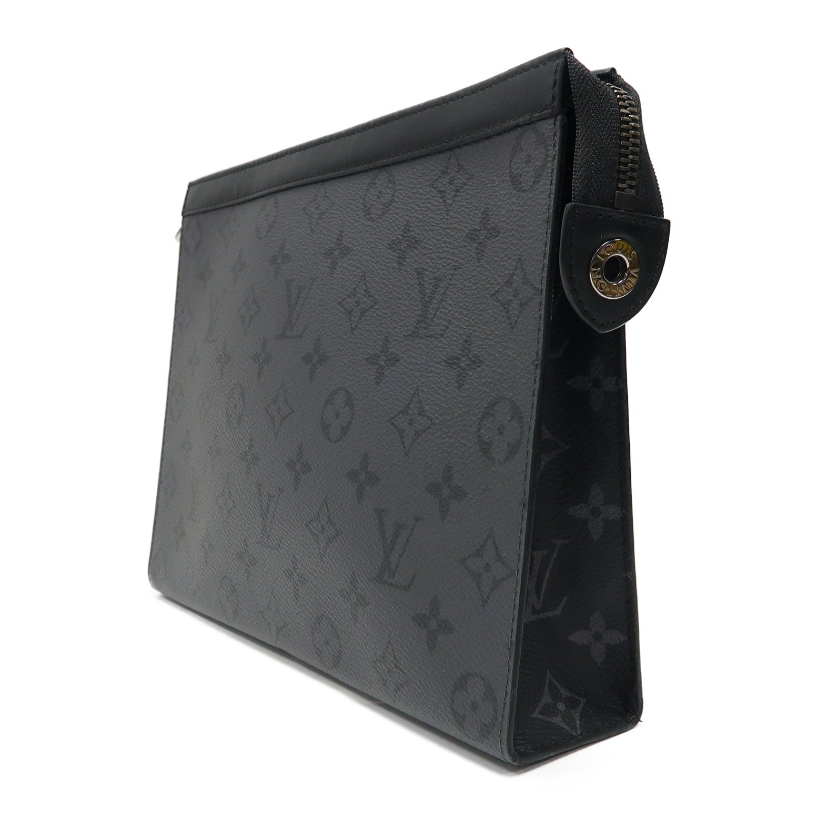 LOUIS VUITTON 【激減優惠】Monogram Pochette Voyage MM銀扣手拿包灰色/黑色